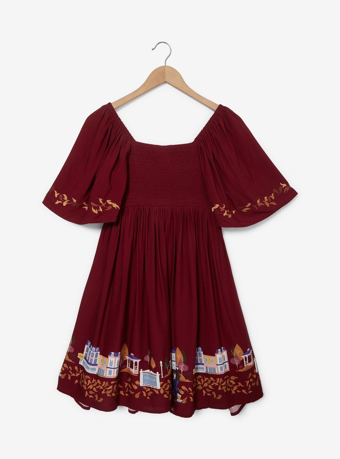 Gilmore Girls Stars Hollow Plus Size Smock Dress - BoxLunch Exclusive, PLUM, alternate
