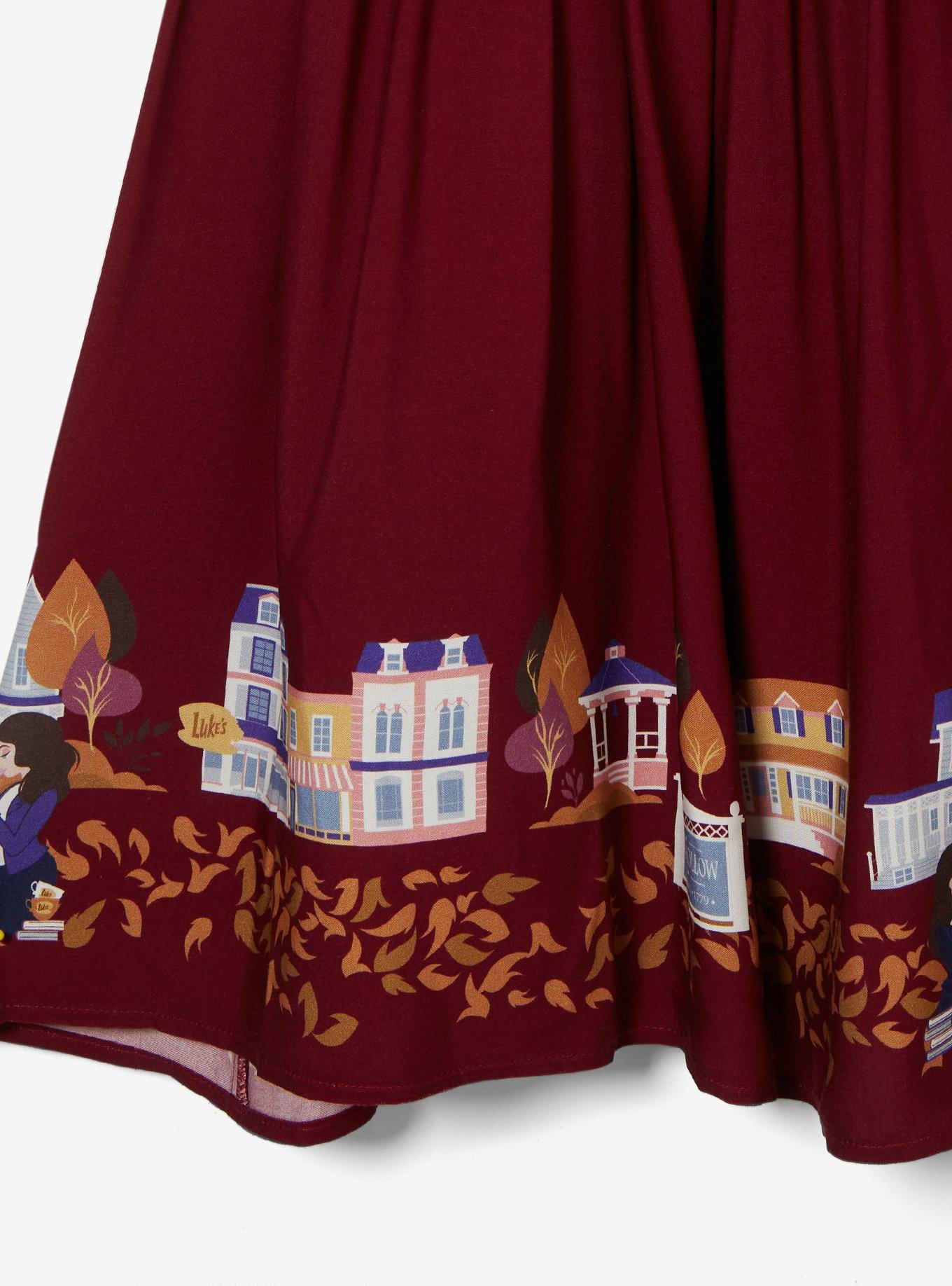 Gilmore Girls Stars Hollow Plus Size Smock Dress - BoxLunch Exclusive, PLUM, alternate