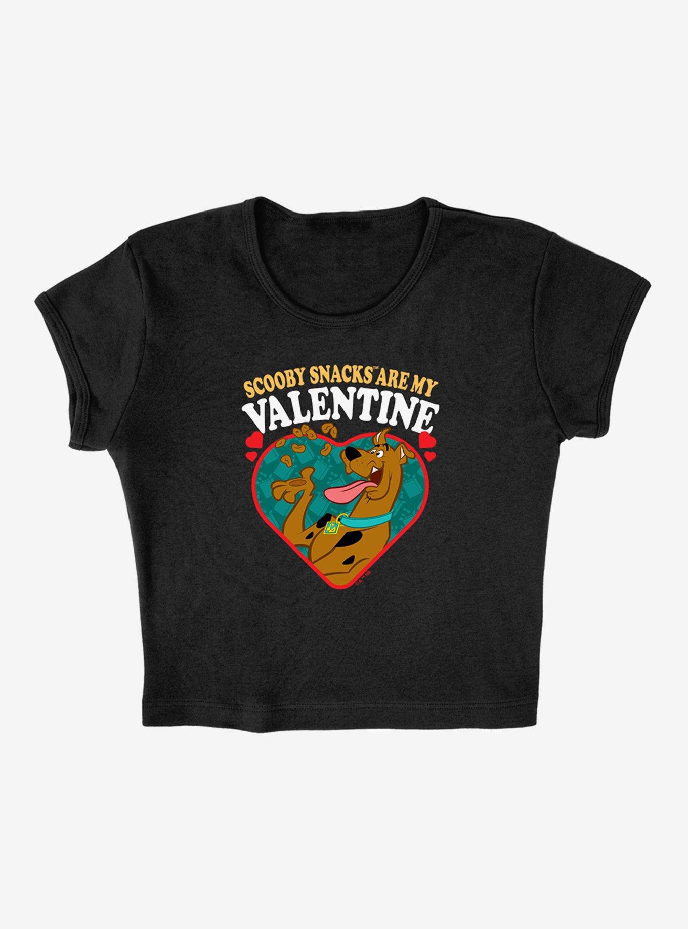 Scooby-Doo! Scooby Snacks Are My Valentine Cap Sleeve Baby Rib Women's Crop Top, BLACK, alternate
