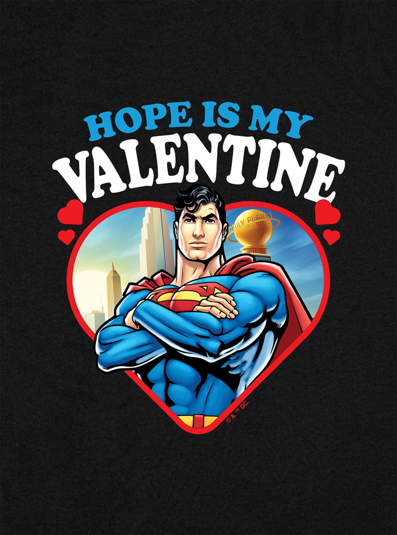 DC Comics Superman Hope Is My Valentine Cap Sleeve Baby Rib Women's Crop Top, BLACK, alternate