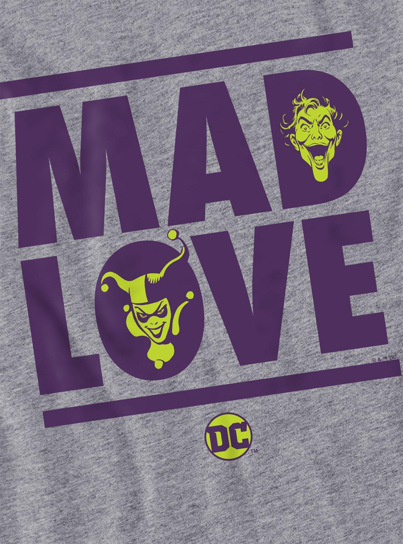 DC Comics Joker Harley Quinn Mad Love Women's Crop Top T-Shirt, ATHLETIC HEATHER, alternate