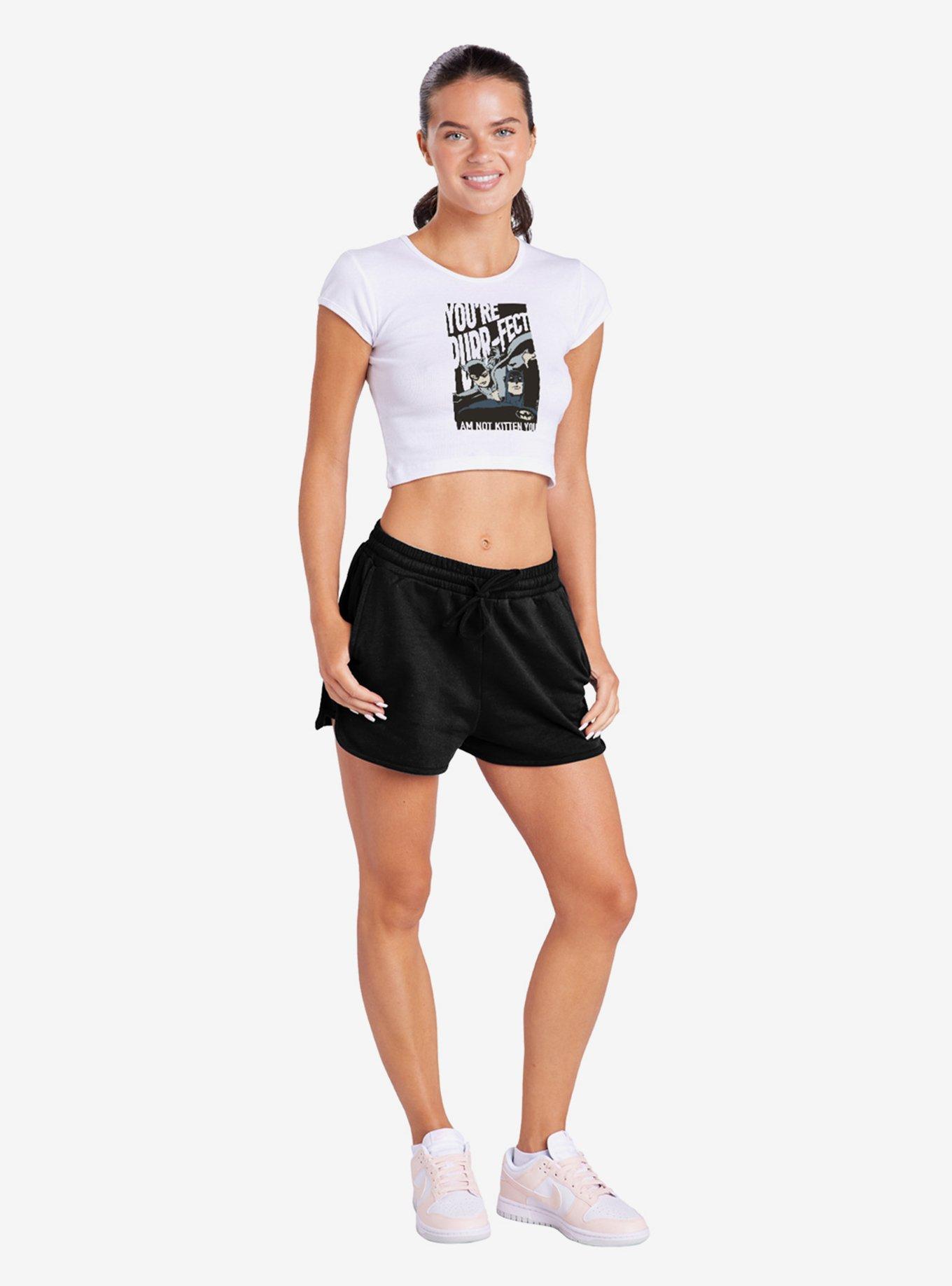 DC Comics Batman Catwoman You're Purrfect Cap Sleeve Baby Rib Women's Crop Top, , hi-res
