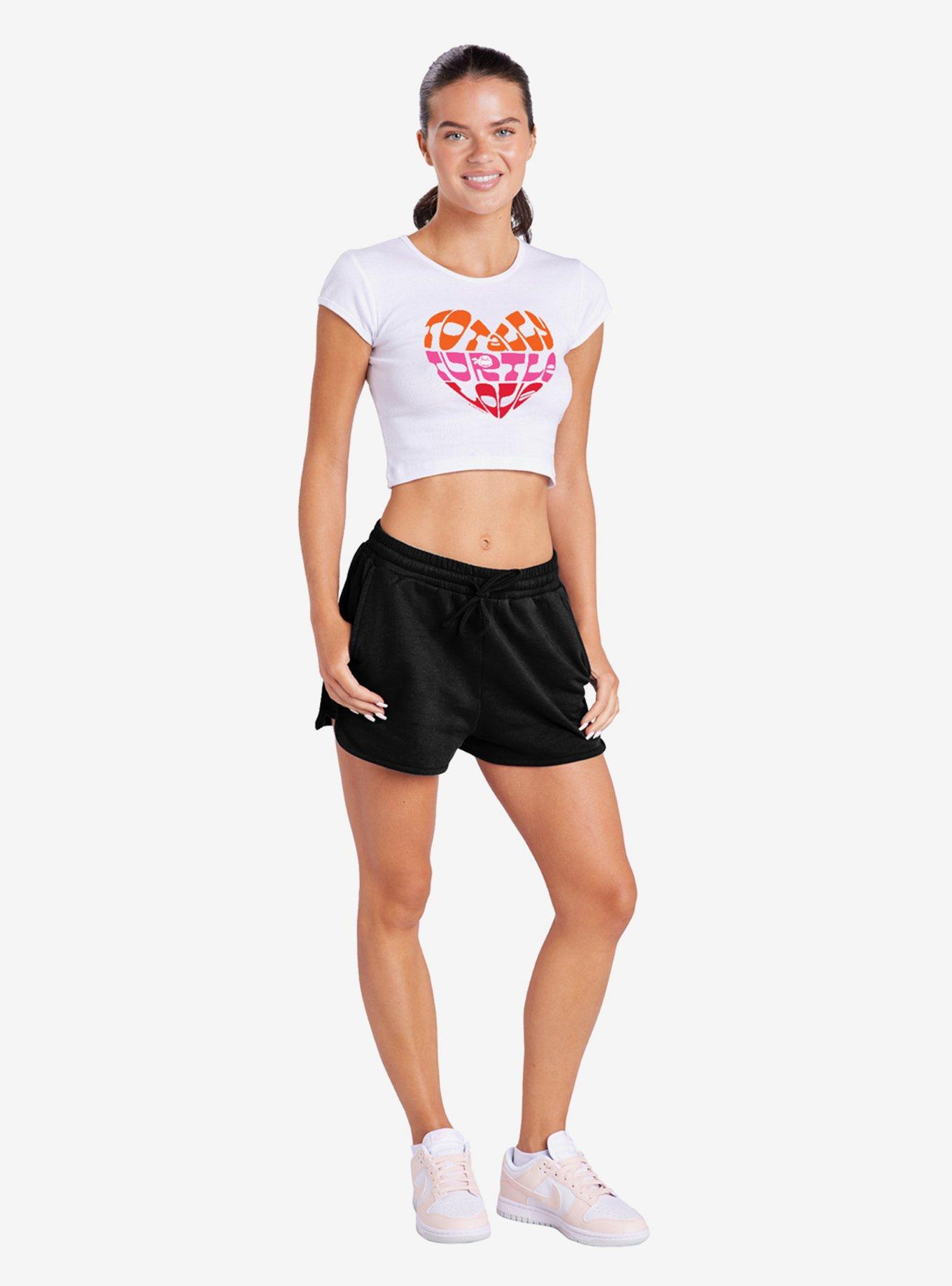 Teenage Mutant Ninja Turtles Totally Turtle Love Cap Sleeve Baby Rib Women's Crop Top, , hi-res