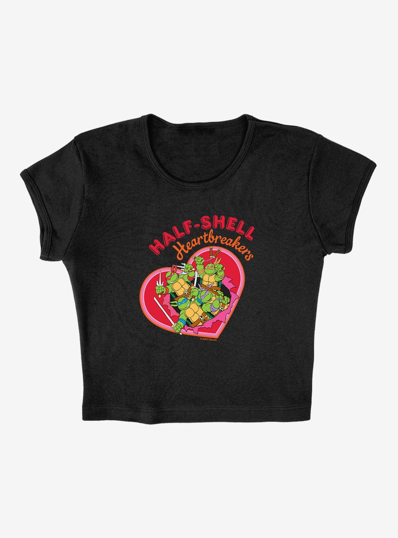 Teenage Mutant Ninja Turtles Half-Shell Heartbreakers Cap Sleeve Baby Rib Women's Crop Top, BLACK, alternate