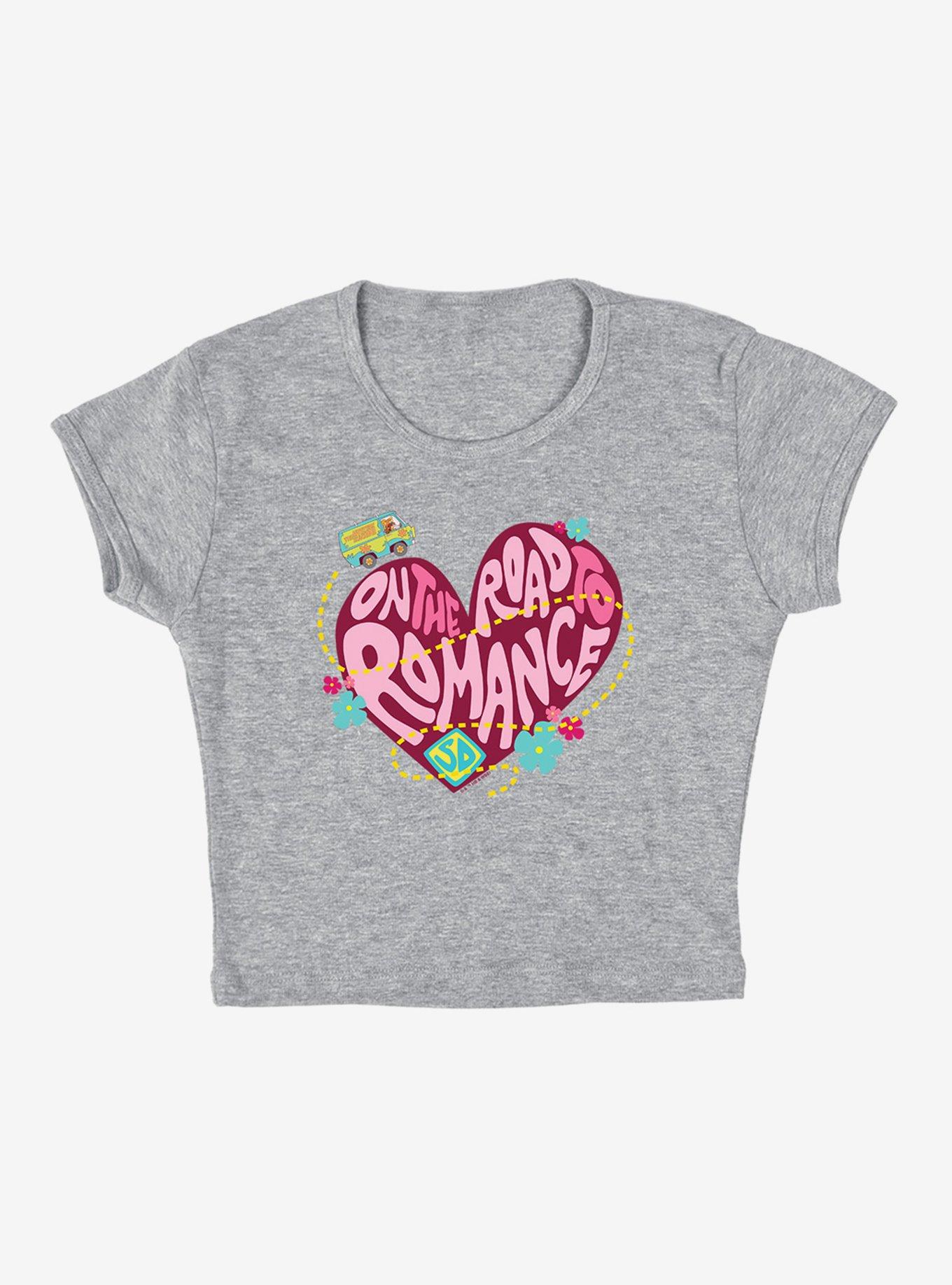 Scooby-Doo! Road To Romance Cap Sleeve Baby Rib Women's Crop Top, ATHLETIC HEATHER, alternate