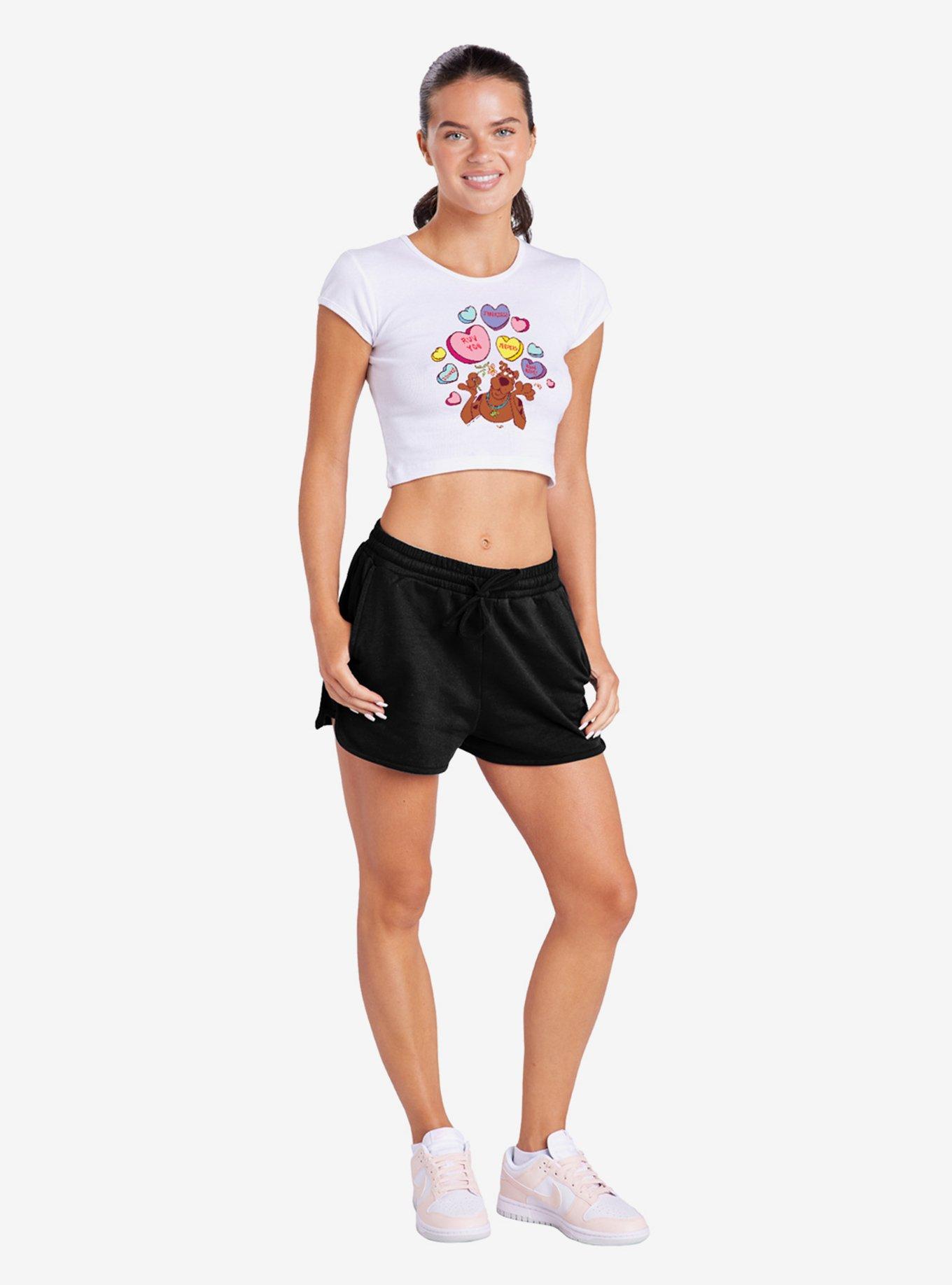 Scooby-Doo! Heart Candy Cap Sleeve Baby Rib Women's Crop Top, , hi-res