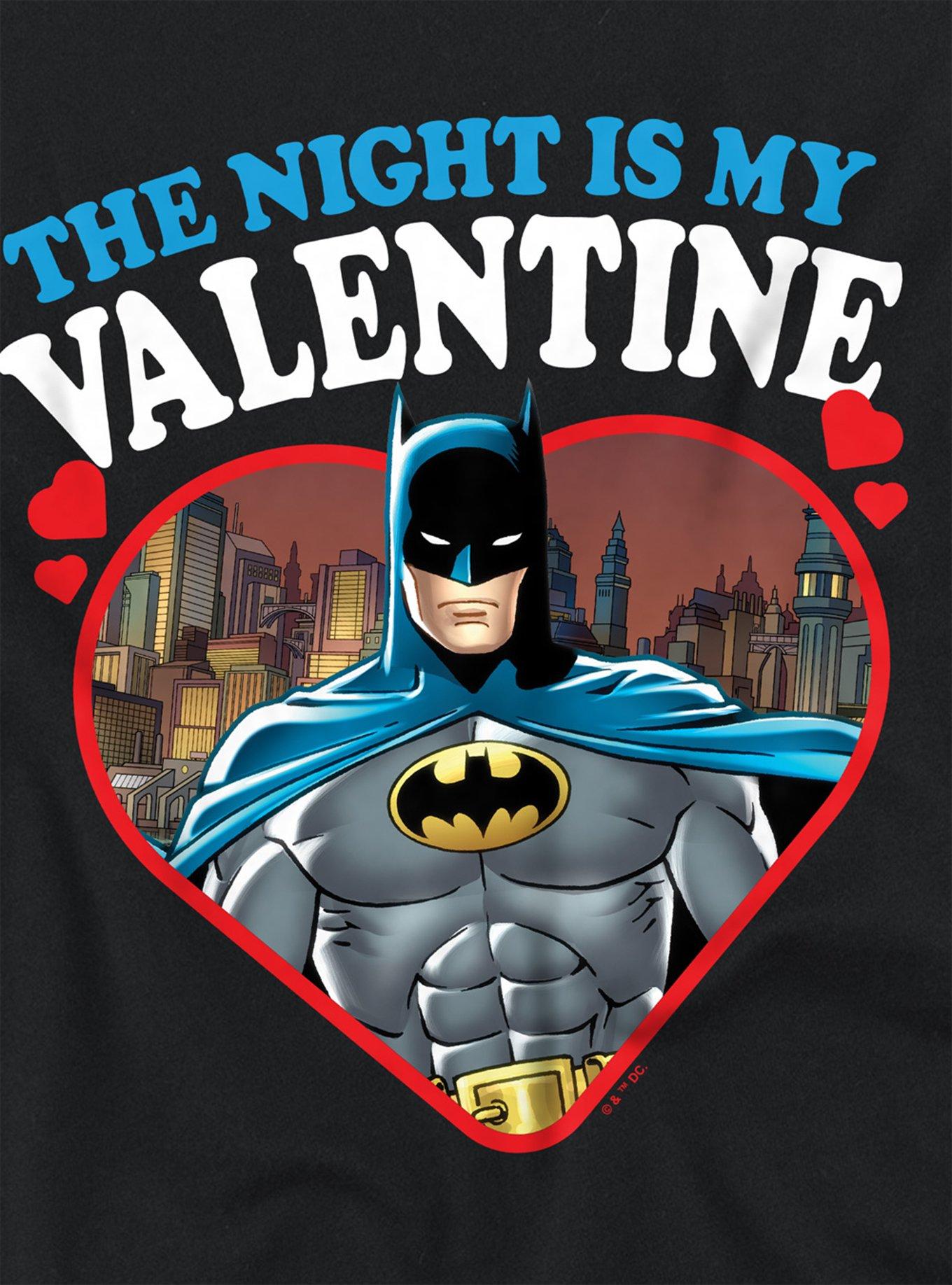 DC Comics Batman The Night Is My Valentine Girls Crop Top T-Shirt, BLACK, alternate