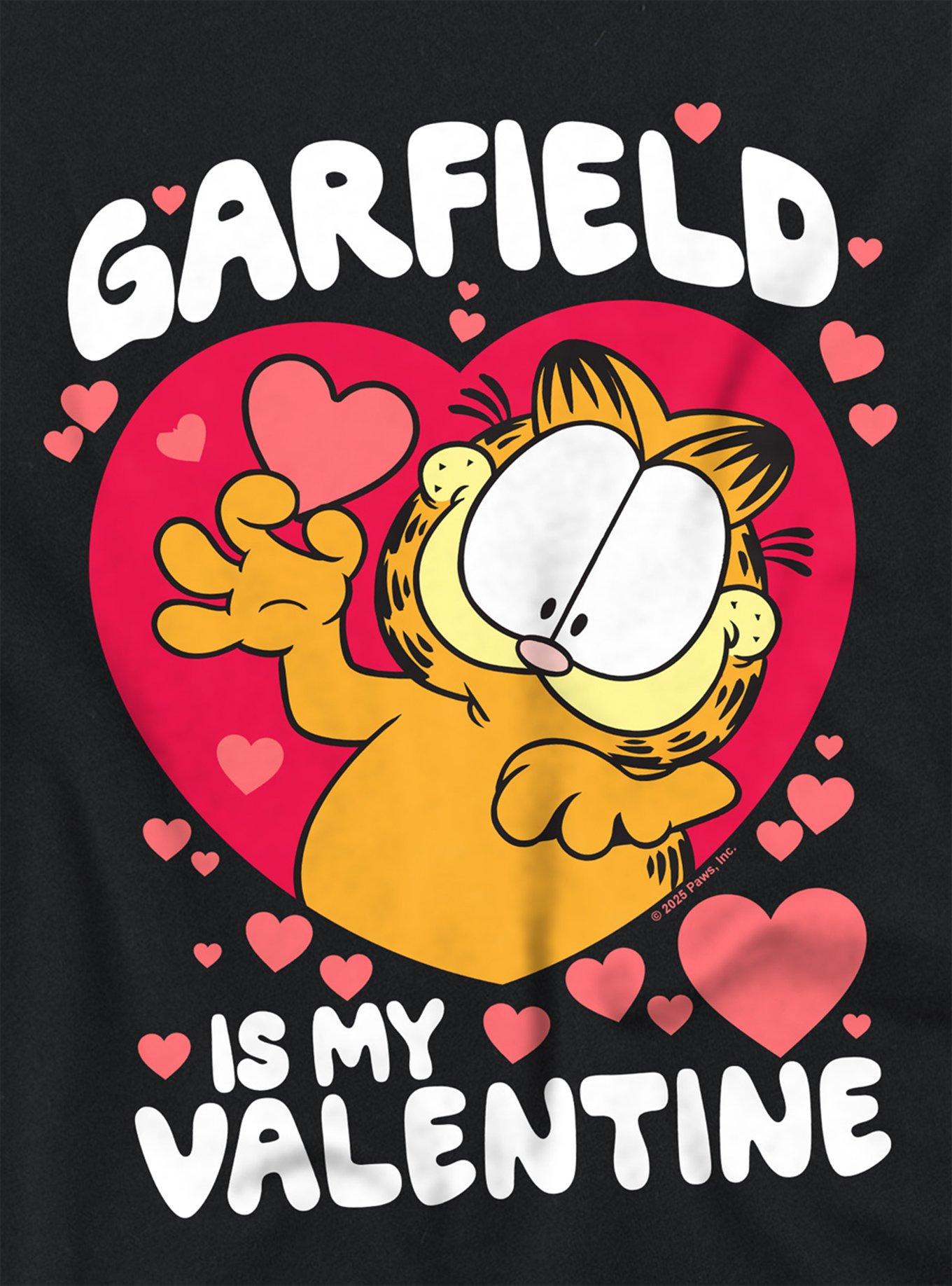 Garfield Is My Valentine Girls Crop Top T-Shirt, BLACK, alternate