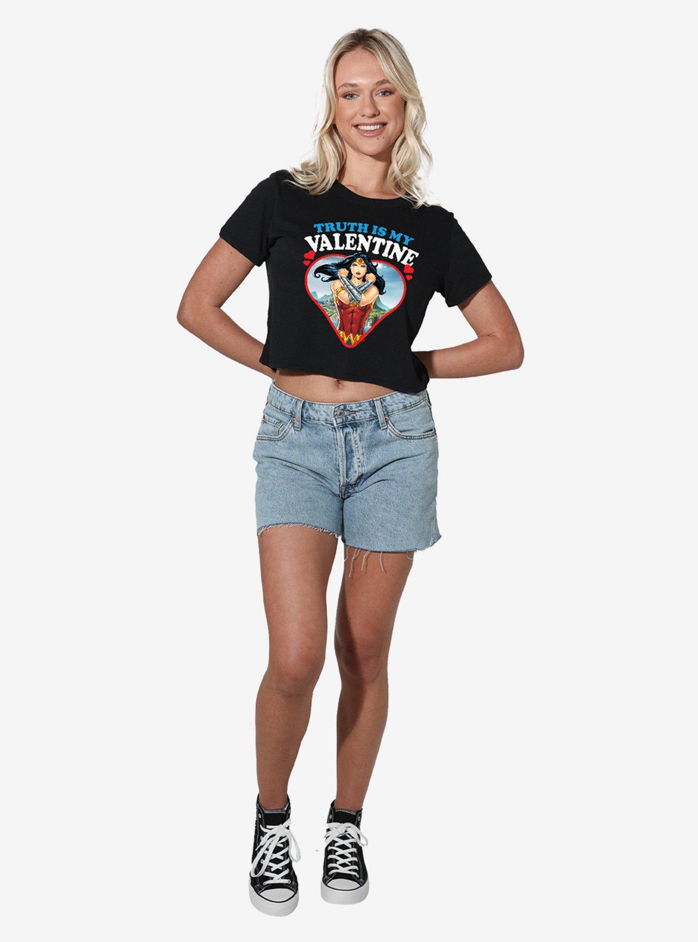 DC Comics Wonder Woman Truth Is My Valentine Girls Crop Top T-Shirt, , hi-res