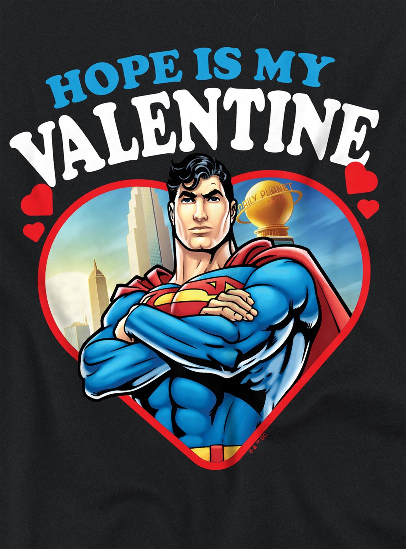 DC Comics Superman Hope Is My Valentine Girls Crop Top T-Shirt, BLACK, alternate