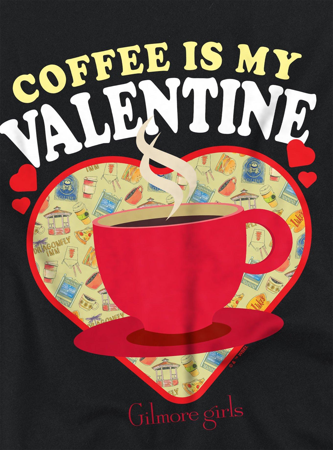 Gilmore Girls Coffee Is My Valentine Girls Crop Top T-Shirt, BLACK, alternate