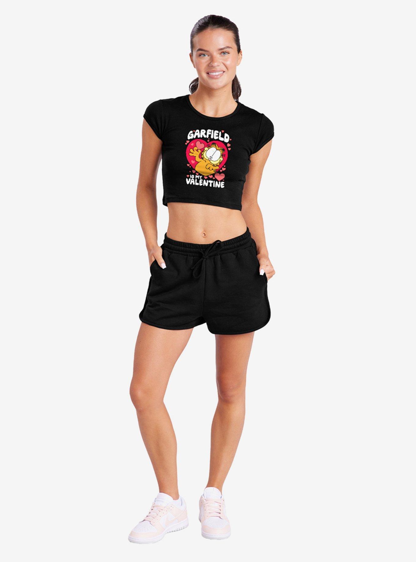 Garfield Is My Valentine Cap Sleeve Baby Rib Girls Crop Top, , hi-res