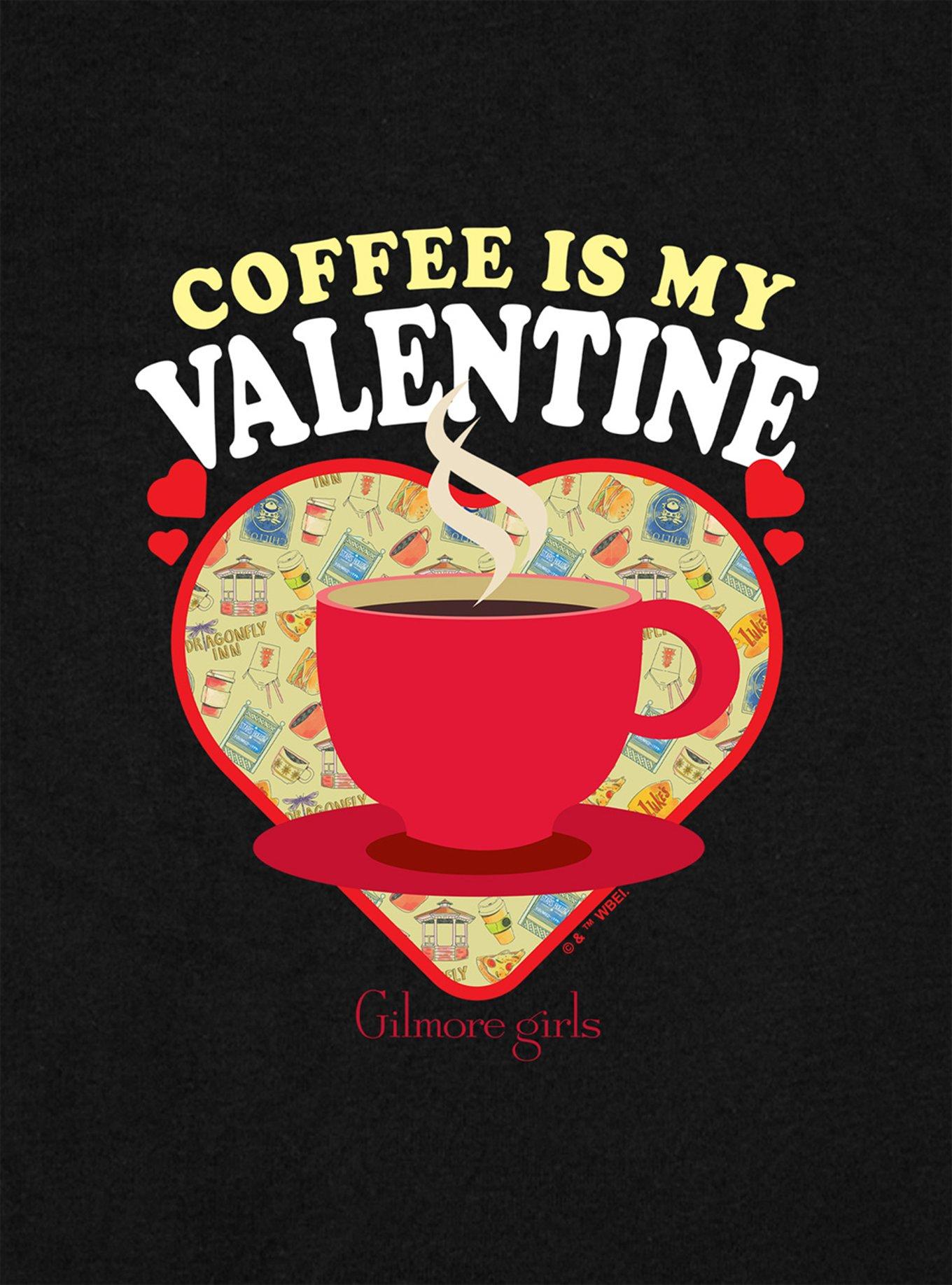 Gilmore Girls Coffee Is My Valentine Cap Sleeve Baby Rib Girls Crop Top, BLACK, alternate