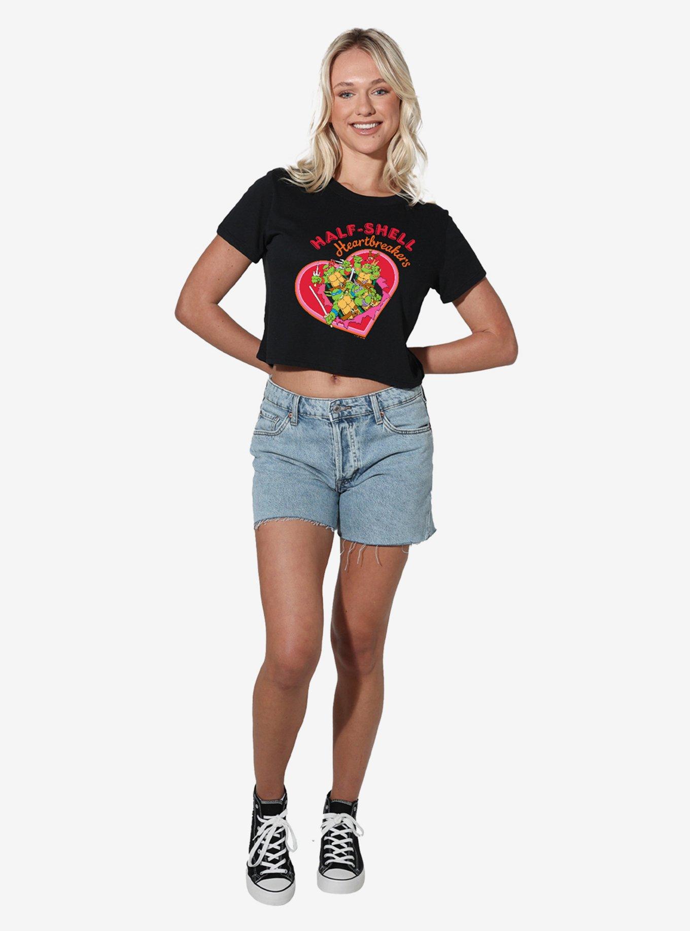 Teenage Mutant Ninja Turtles Half-Shell Heartbreakers Girls Crop Top T-Shirt, BLACK, alternate