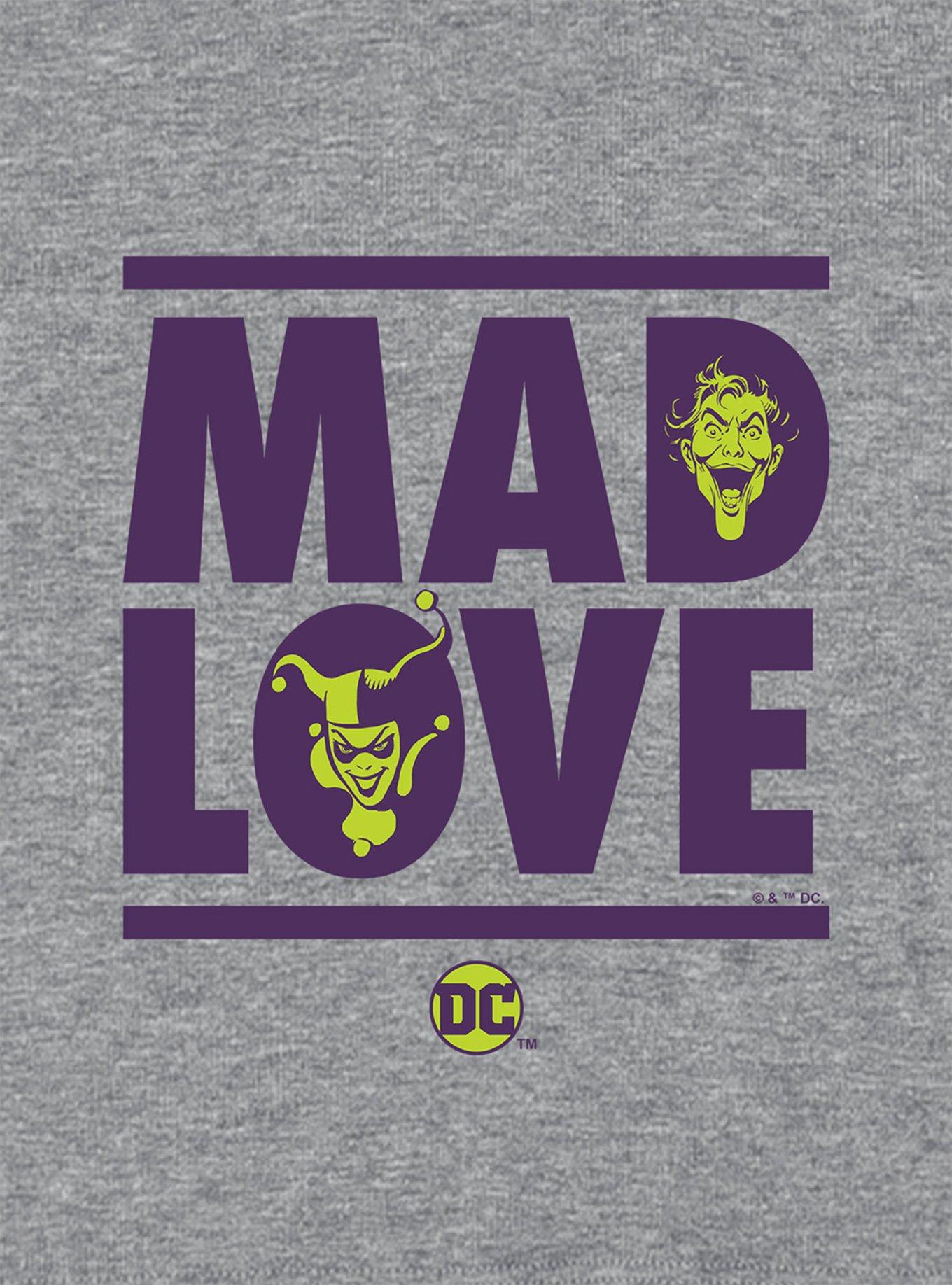 DC Comics Joker Harley Quinn Mad Love Cap Sleeve Baby Rib Girls Crop Top, ATHLETIC HEATHER, alternate
