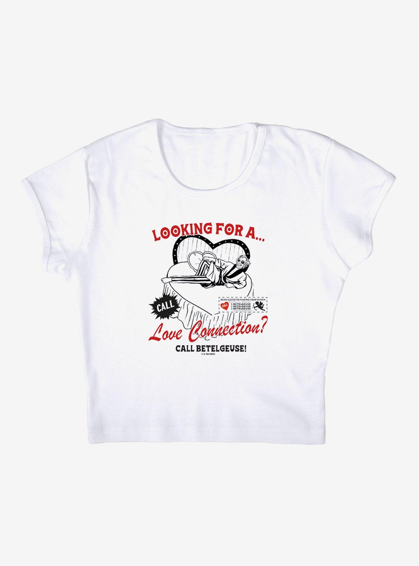 Beetlejuice Love Beetlejuice Cap Sleeve Baby Rib Girls Crop Top, BRIGHT WHITE, alternate