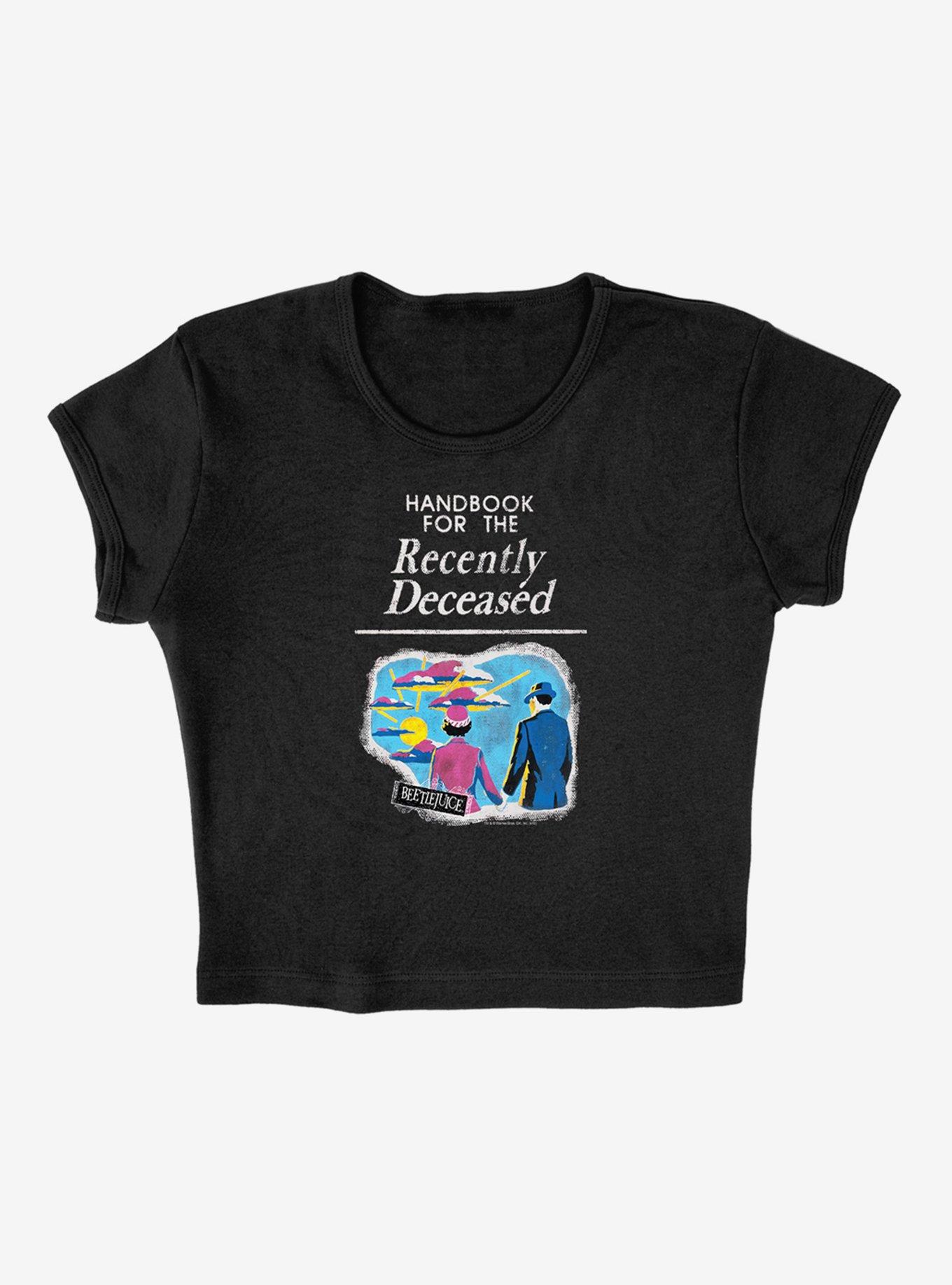 Beetlejuice The Handbook Cap Sleeve Baby Rib Girls Crop Top, BLACK, alternate