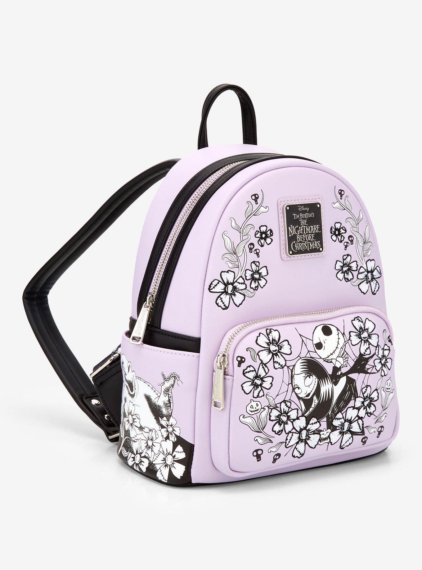 Loungefly Disney The Nightmare Before Christmas Jack & Sally Floral Mini Backpack - BoxLunch Exclusive, , hi-res