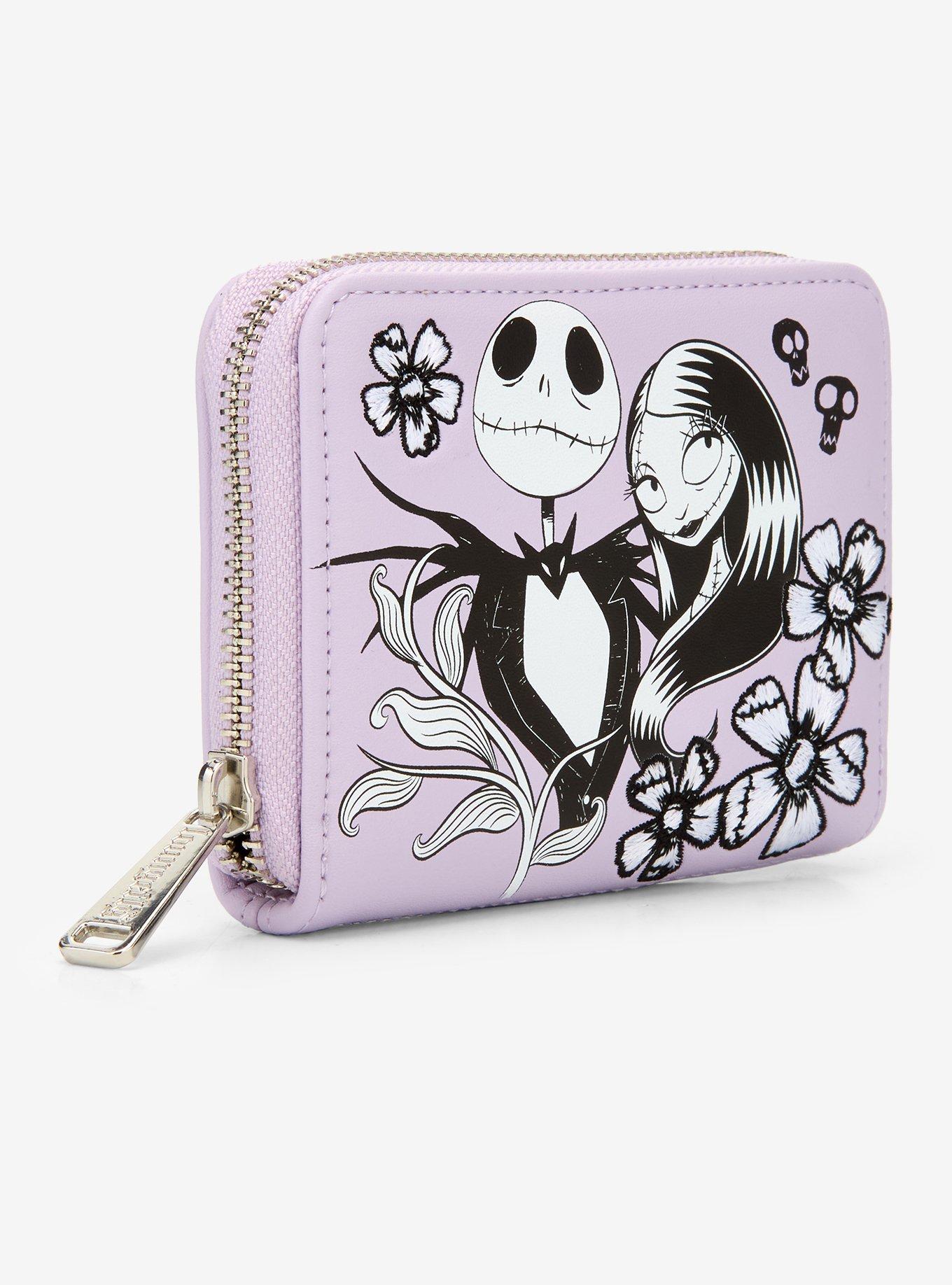 Loungefly Disney The Nightmare Before Christmas Jack & Sally Floral Small Zip Wallet- BoxLunch Exclusive, , hi-res