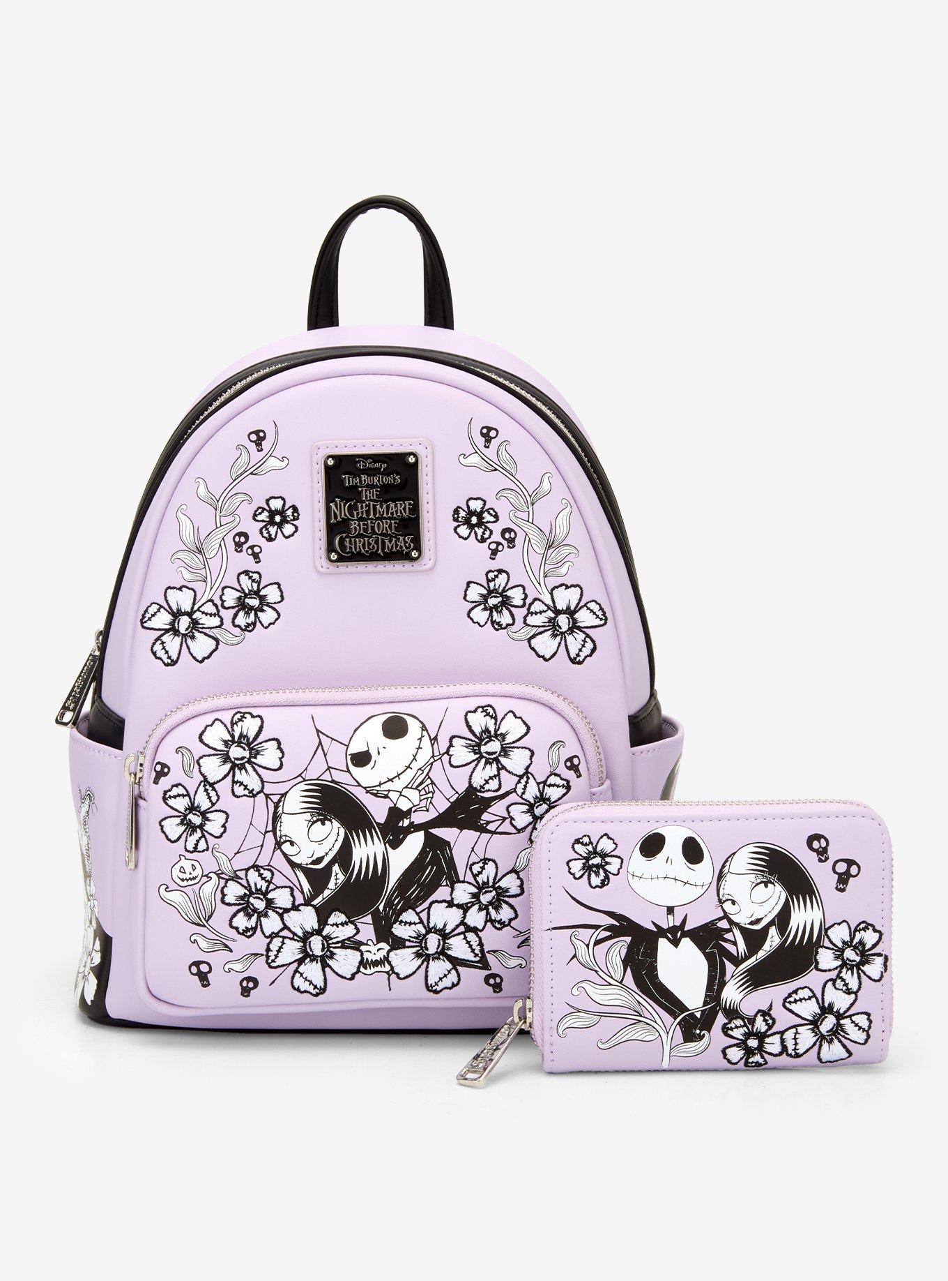 Loungefly Disney The Nightmare Before Christmas Jack & Sally Floral Small Zip Wallet- BoxLunch Exclusive, , alternate