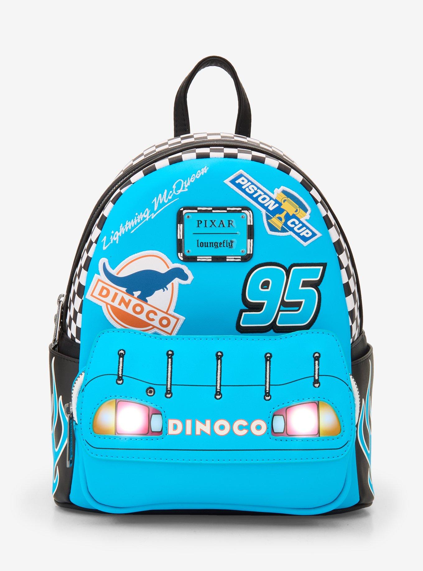 Loungefly Disney Pixar Cars Lightning McQueen Dinoco Light-Up Mini Backpack — BoxLunch Exclusive, , hi-res