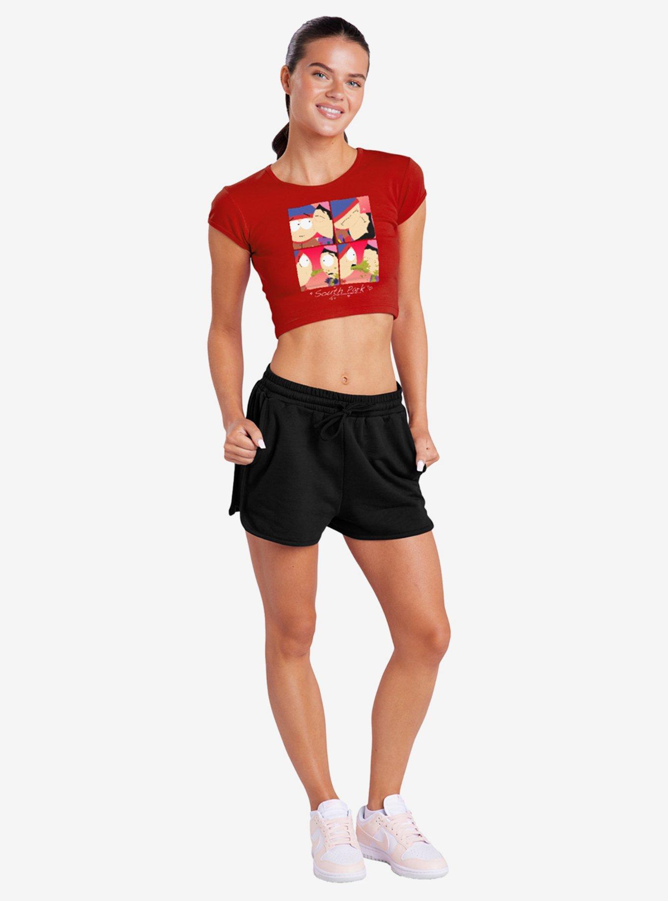 South Park Kyle and Wendy Squares Cap Sleeve Baby Rib Girls Crop Top, , hi-res