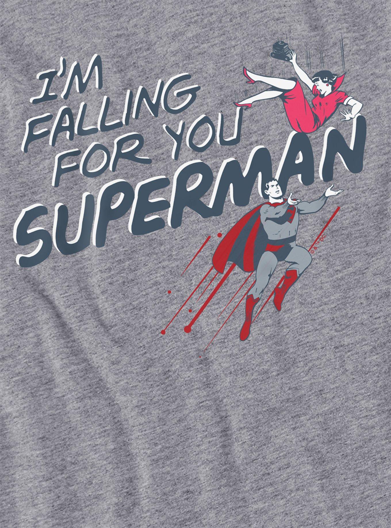 DC Comics Superman Falling For You Girls Crop Top T-Shirt, ATHLETIC HEATHER, alternate