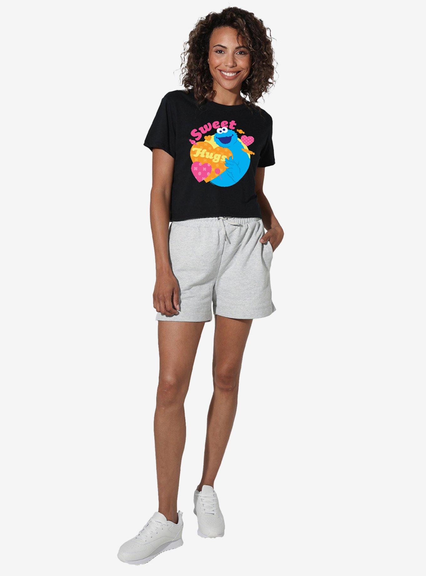 Sesame Street Sweet Hugs With Cookie Monster Girls Crop Top T-Shirt, , hi-res