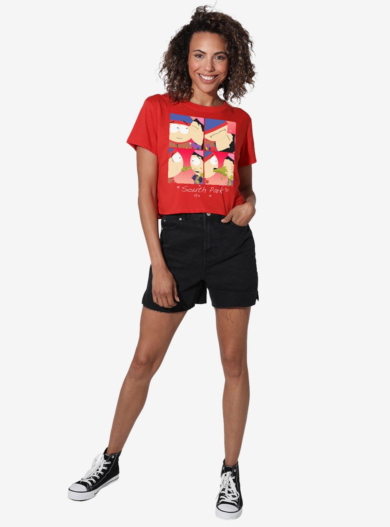 South Park Kyle and Wendy Squares Girls Crop Top T-Shirt, , hi-res