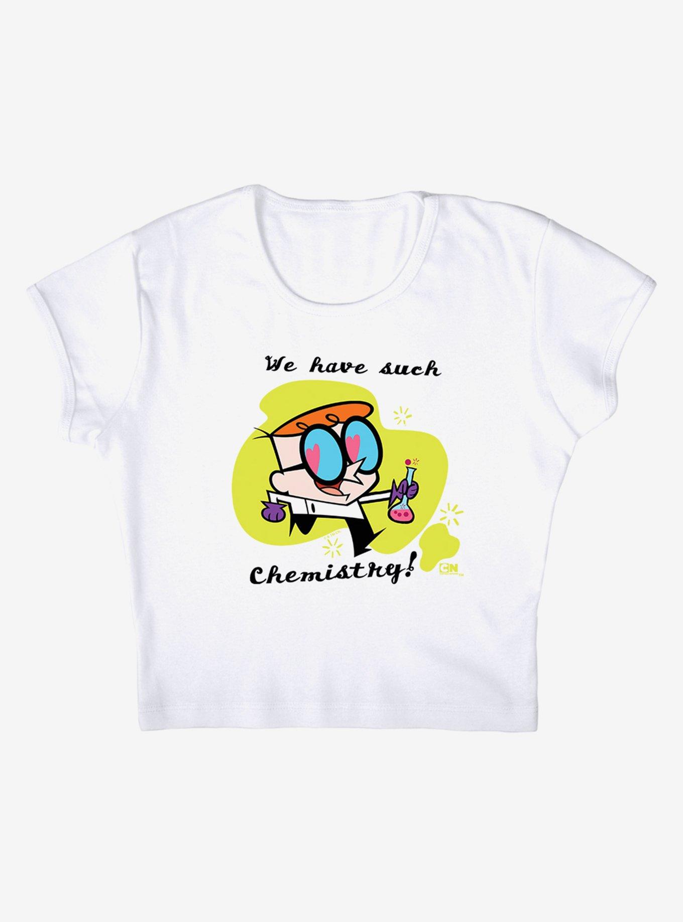 Dexter's Laboratory We Have Such Chemistry Cap Sleeve Baby Rib Girls Crop Top, BRIGHT WHITE, alternate