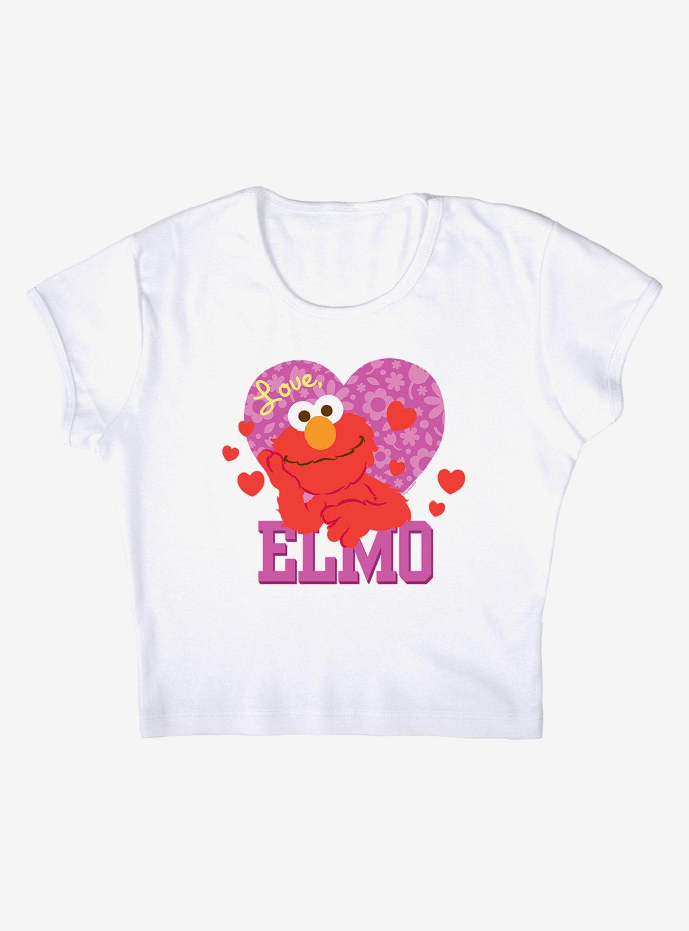 Sesame Street Love Elmo Cap Sleeve Baby Rib Girls Crop Top, BRIGHT WHITE, alternate
