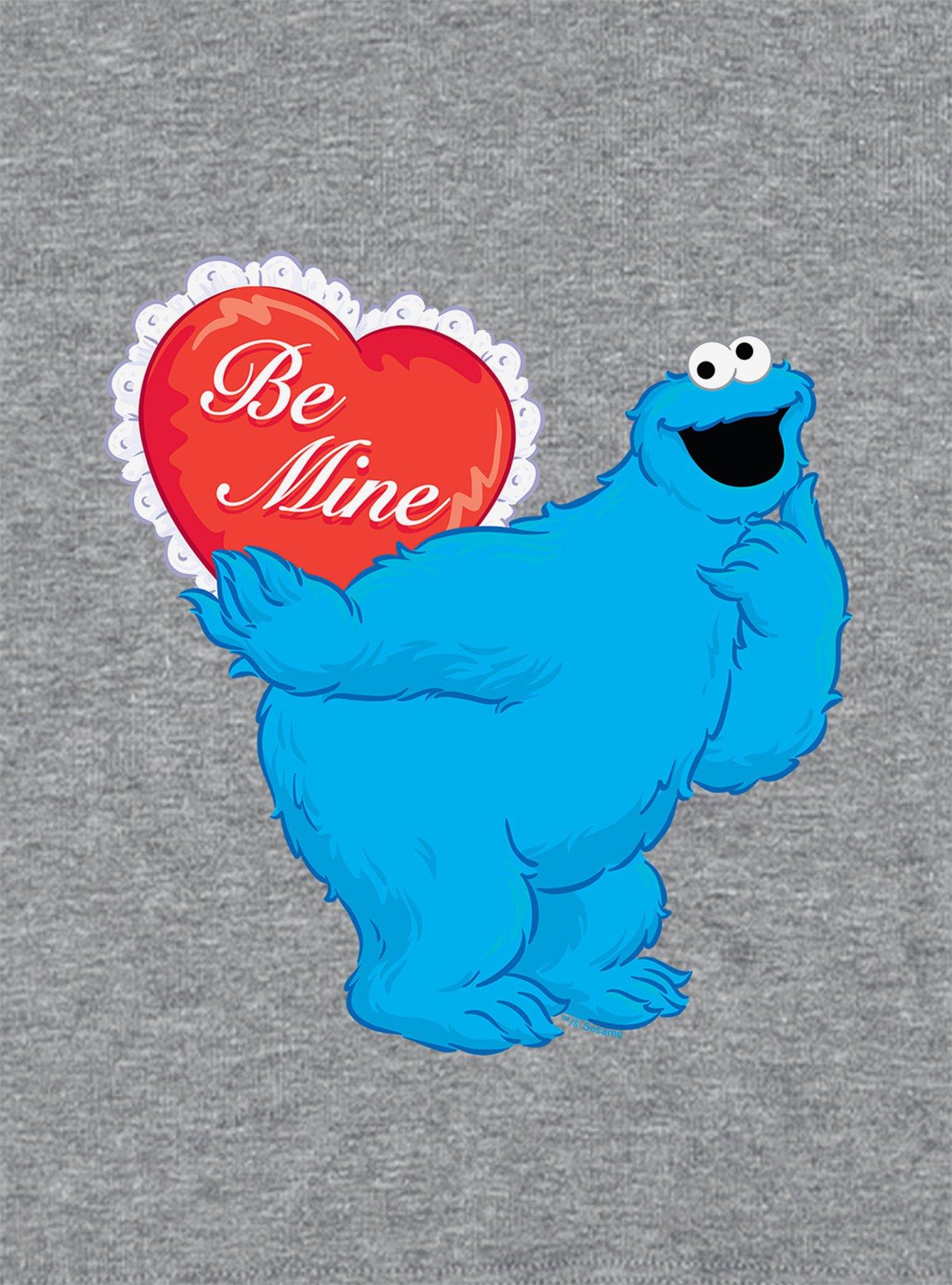 Sesame Street Be Mine With Cookie Monster Cap Sleeve Baby Rib Girls Crop Top, ATHLETIC HEATHER, alternate