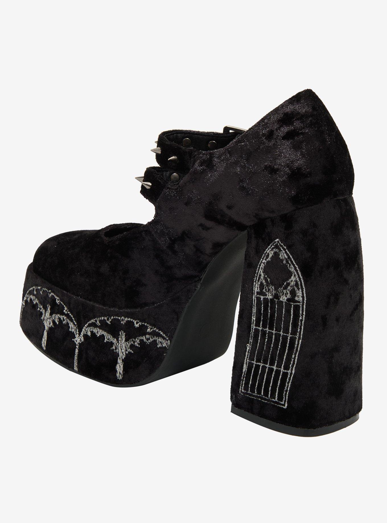 Koi Black Velvet Cathedral Platform Heels, MULTI, alternate