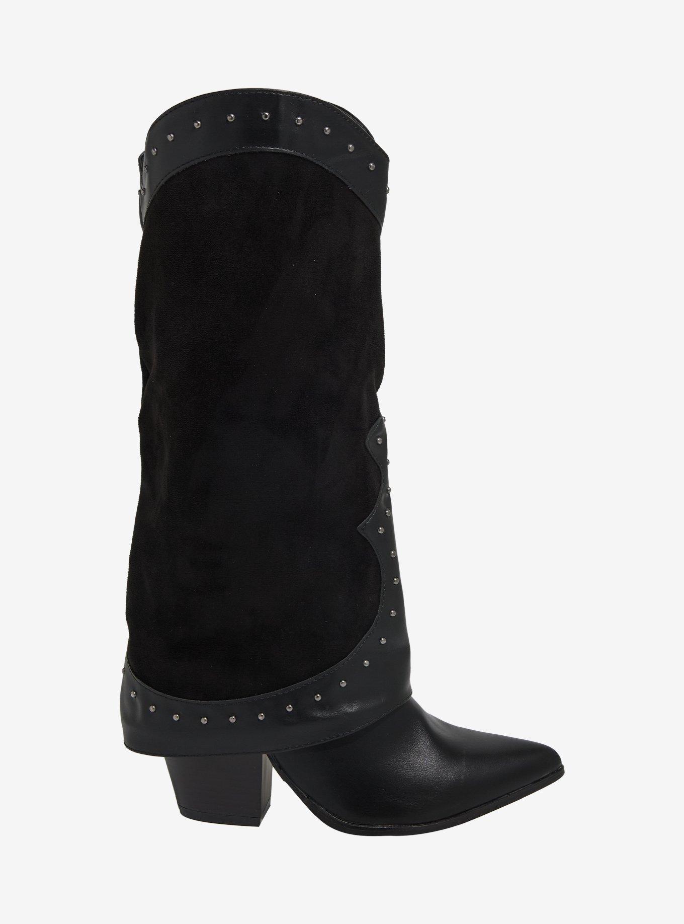 Yoki Black Gayle Stud Cowboy Boots, , hi-res