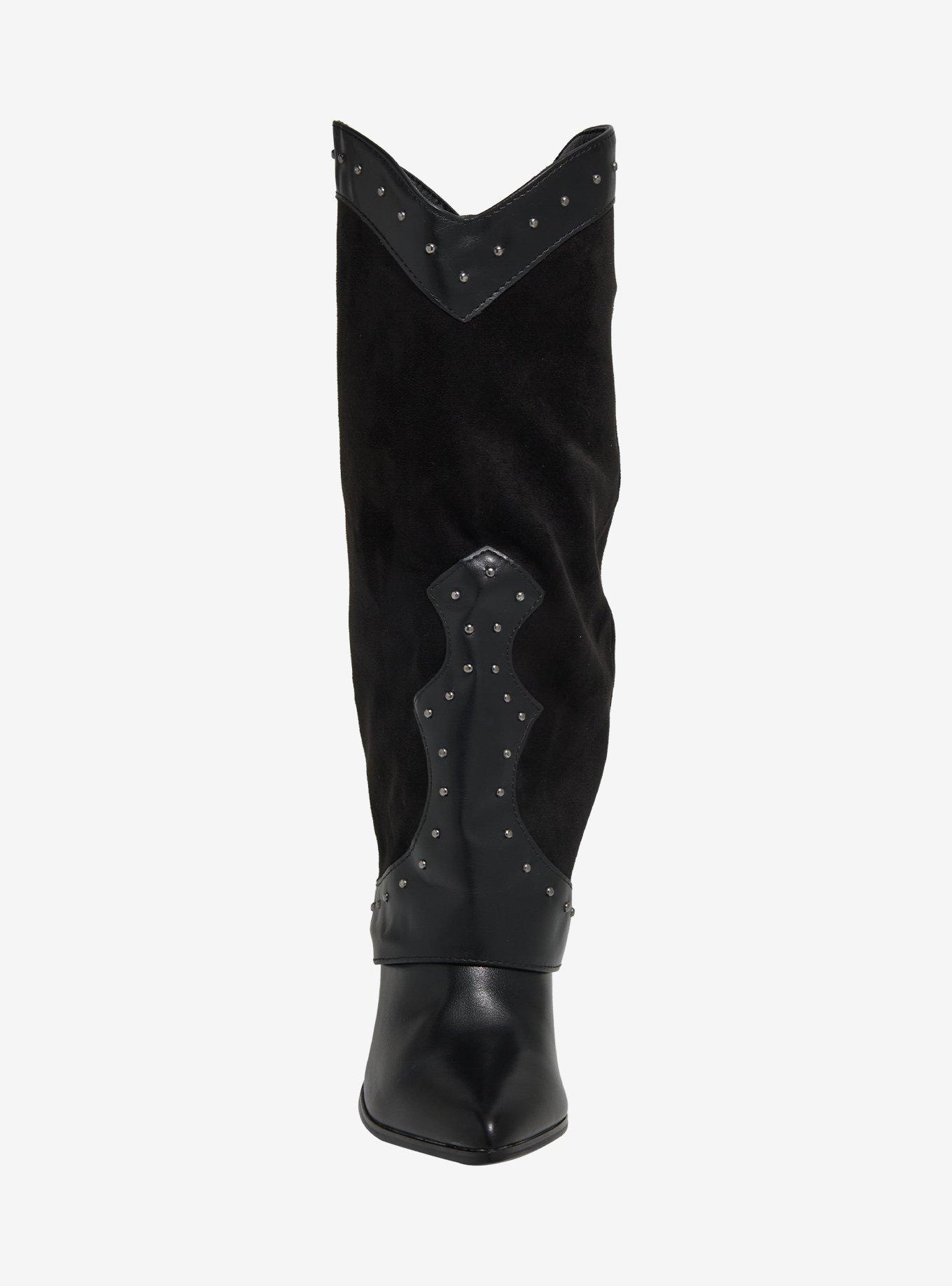 Yoki Black Gayle Stud Cowboy Boots, MULTI, alternate