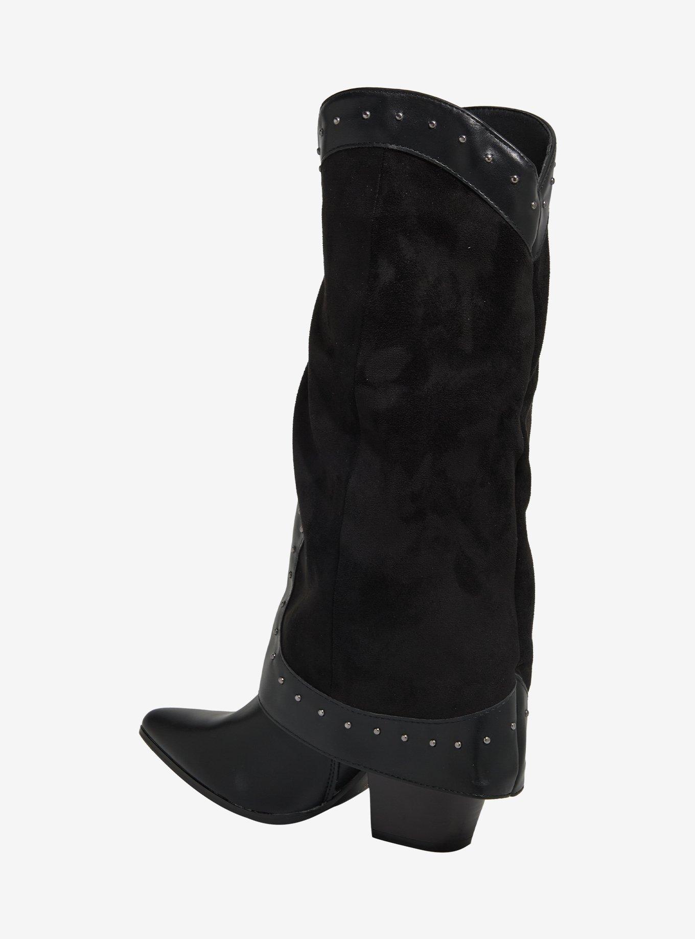 Yoki Black Gayle Stud Cowboy Boots, MULTI, alternate