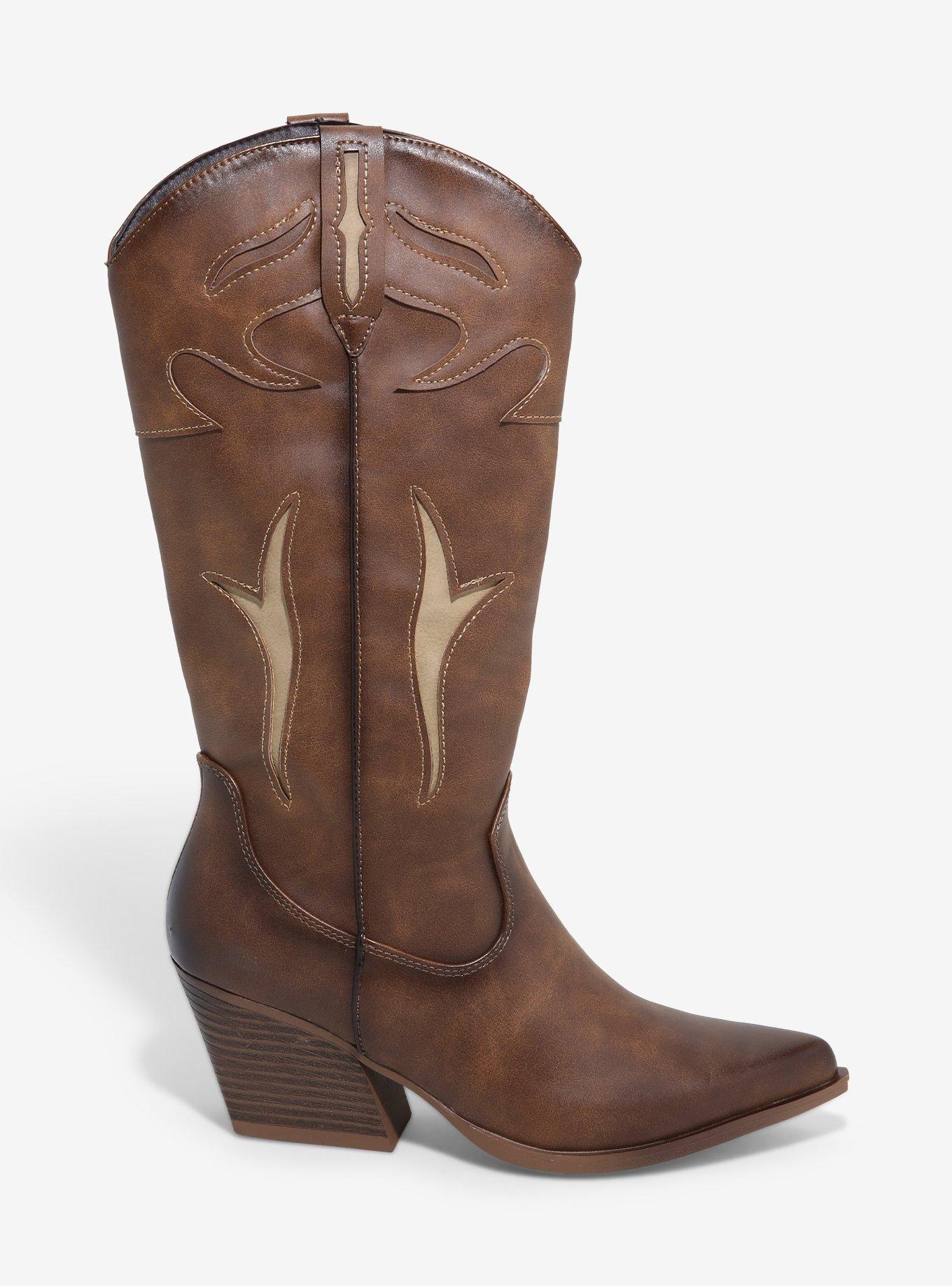 Yoki Brown Gayle Cowboy Boots, MULTI, alternate