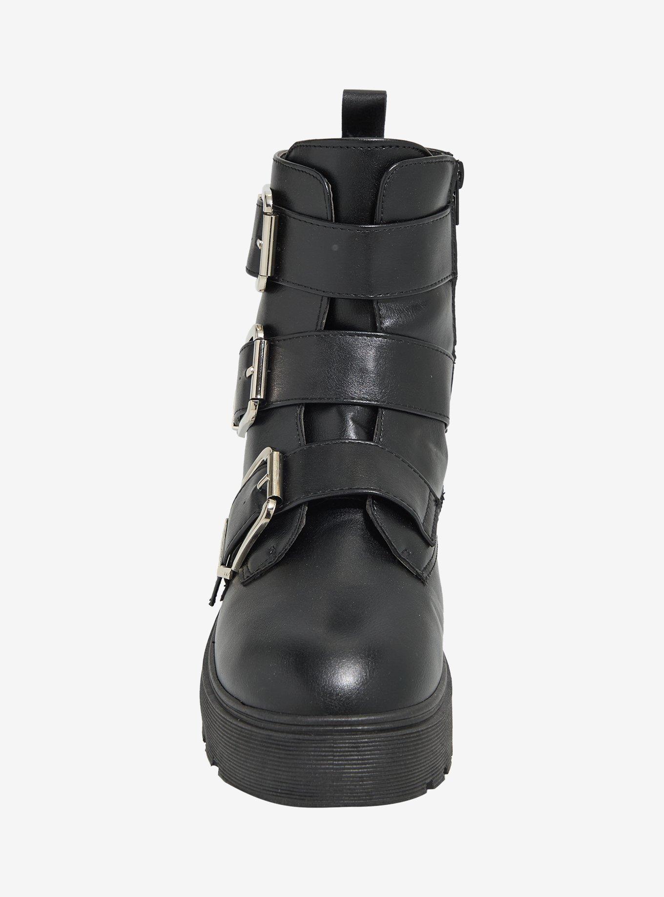 Yoki Black Kenzo Buckle Strap Boots, MULTI, alternate