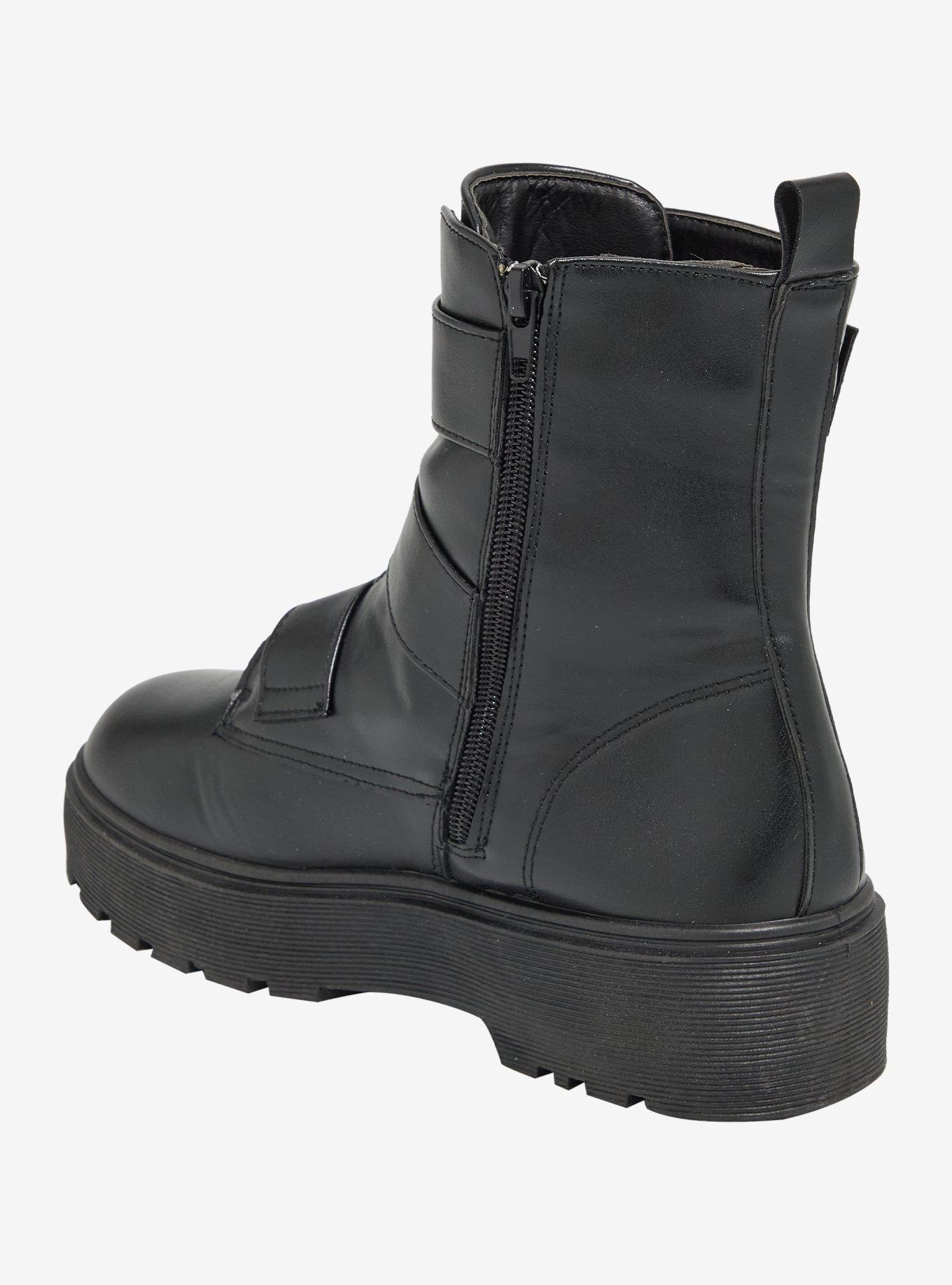 Yoki Black Kenzo Buckle Strap Boots, MULTI, alternate