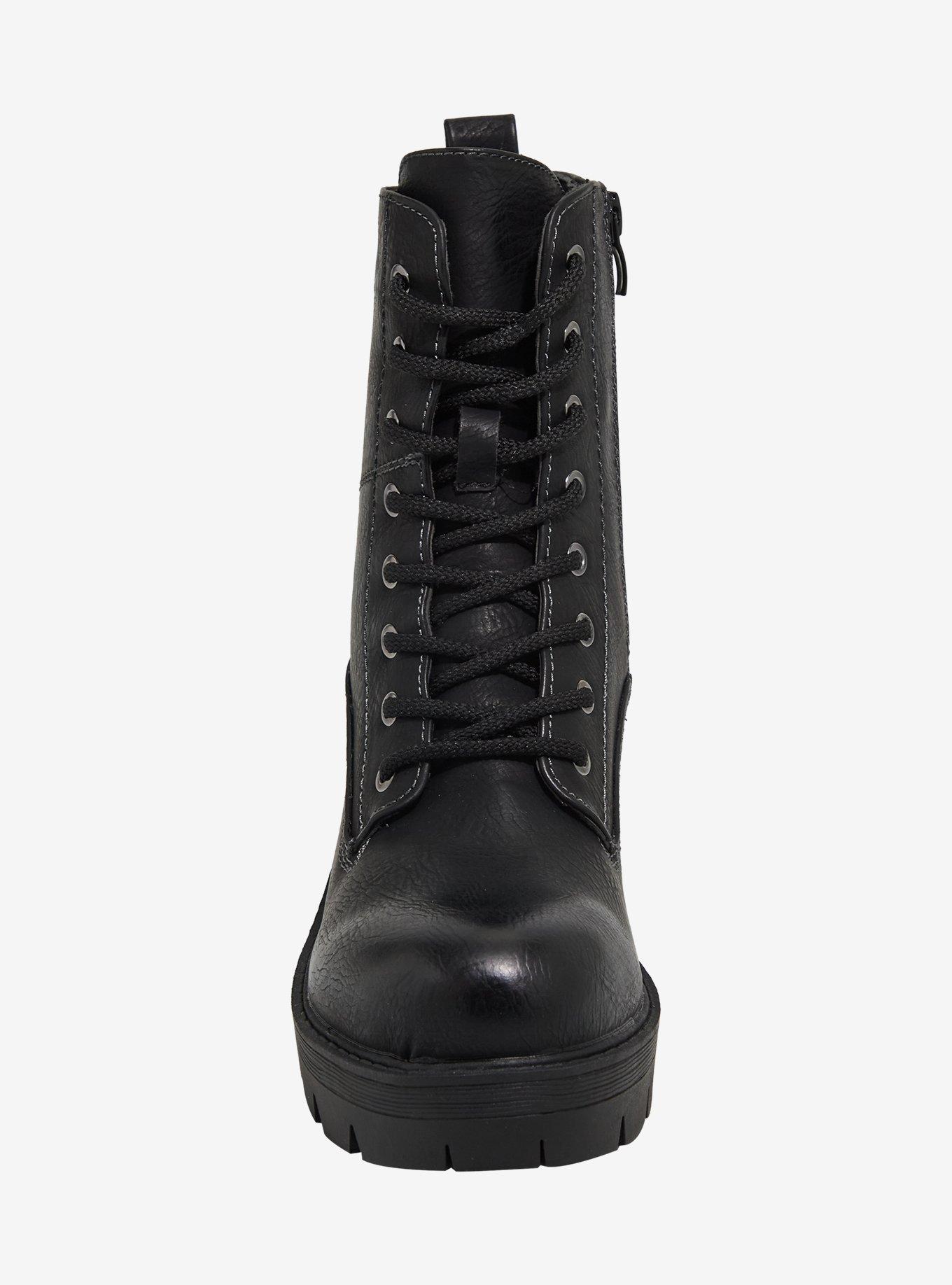 Yoki Black Jolene Heel Combat Boots, MULTI, alternate