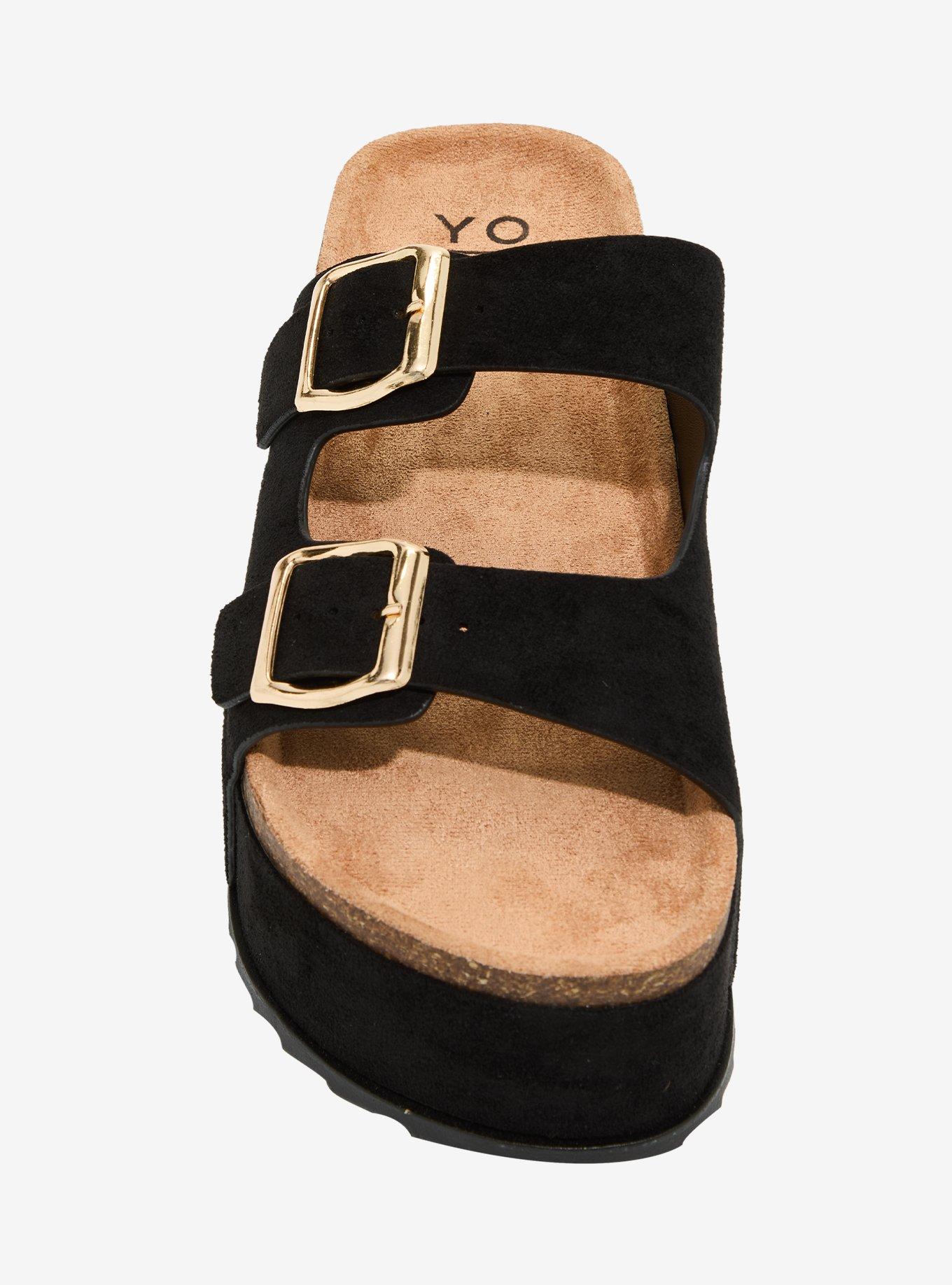 Yoki Black Buckle Strap Platform Sandals, MULTI, alternate