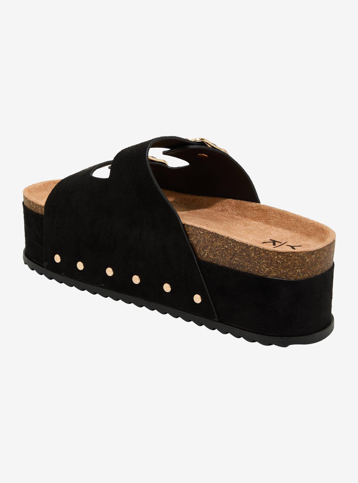 Yoki Black Buckle Strap Platform Sandals, MULTI, alternate
