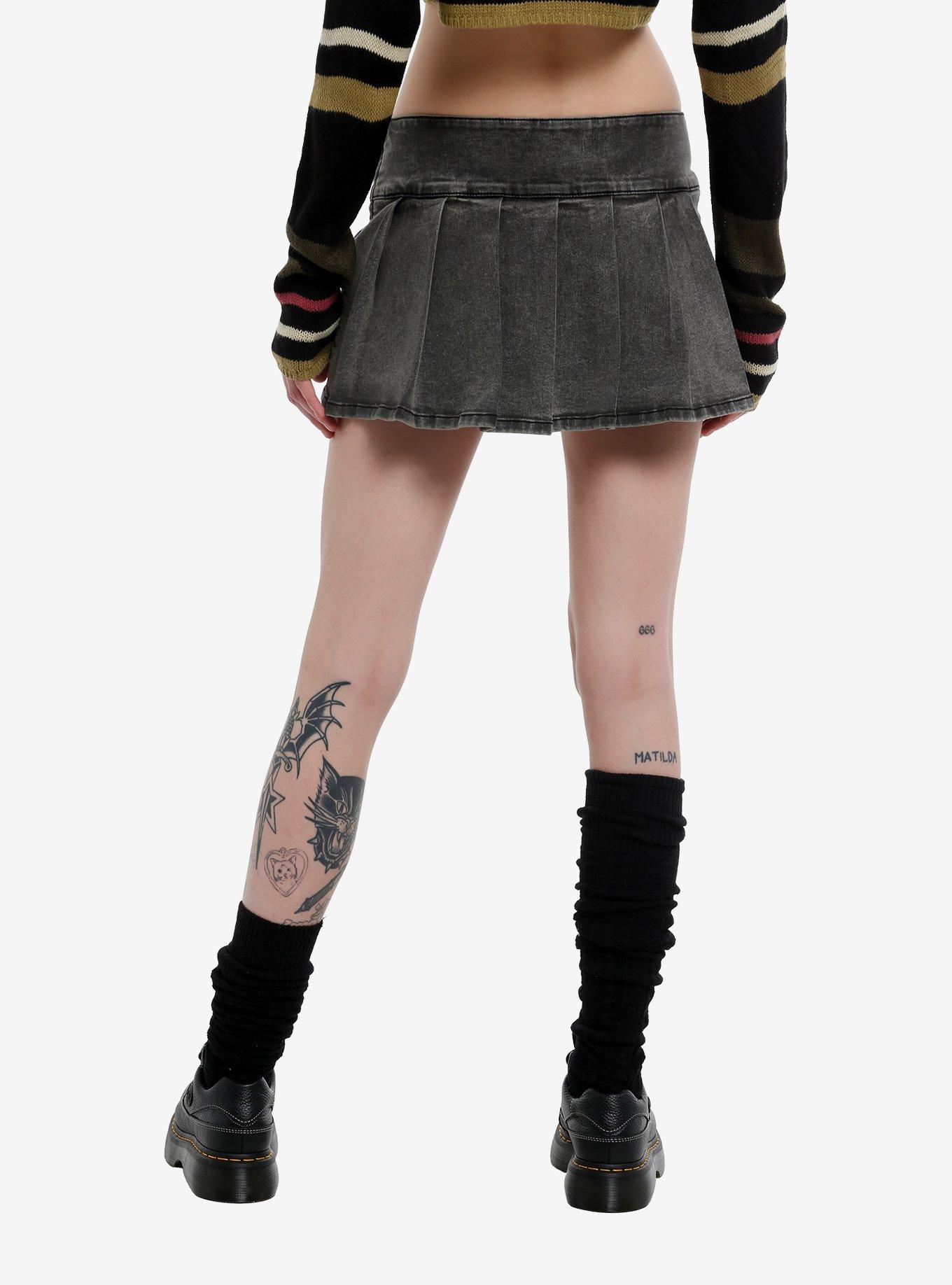 Dark Grey Buckle Micro Skort, DARK BLUE, alternate