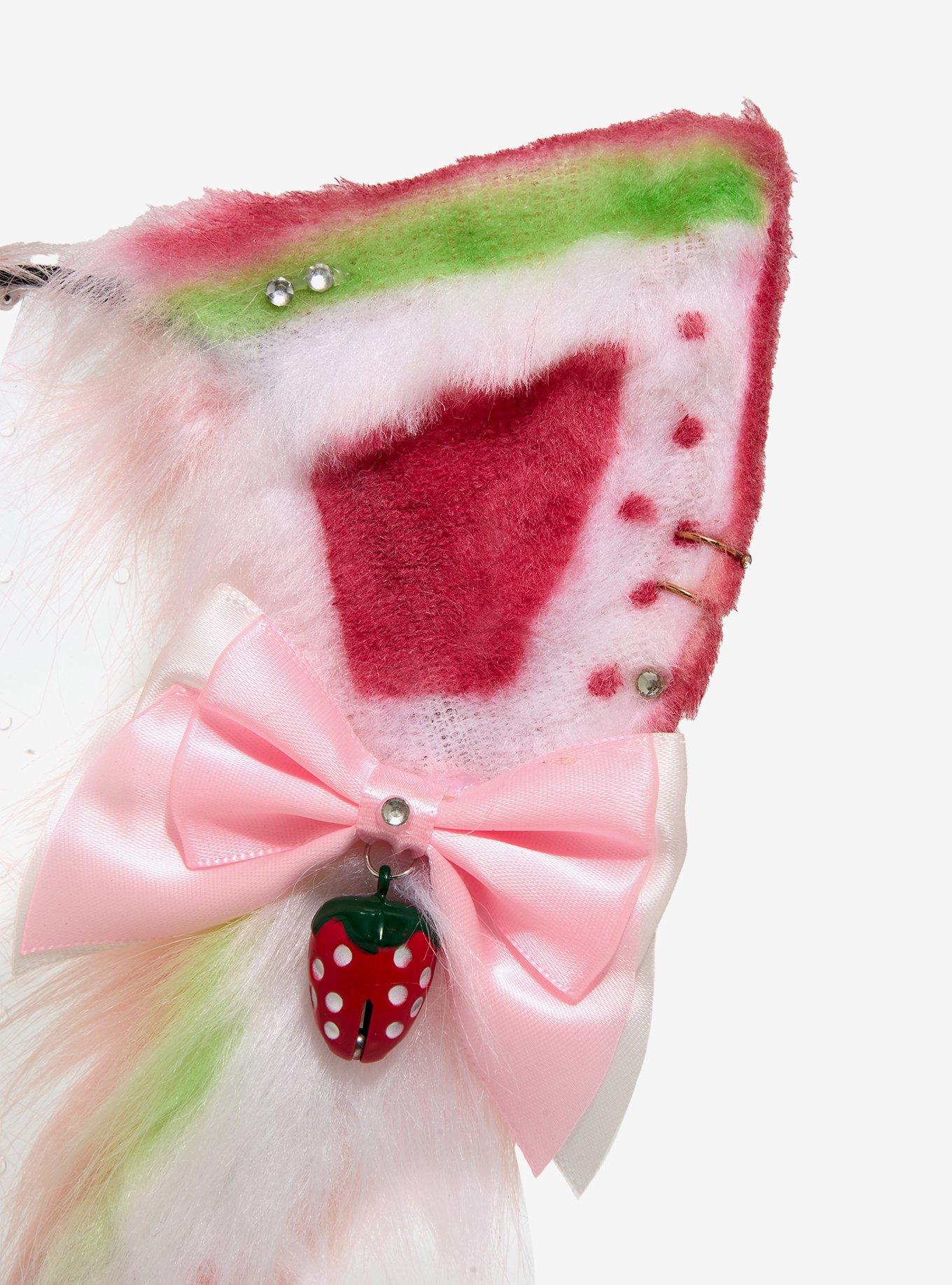 Sweet Society Strawberry Fuzzy Cat Ear Headband, , alternate