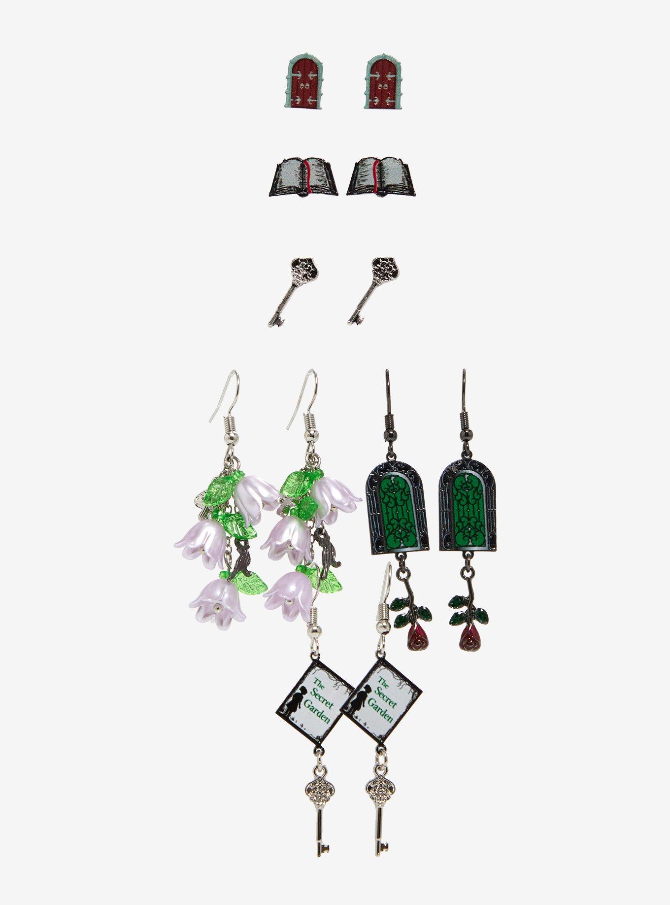 Thorn & Fable Secret Garden Book Earring Set, , alternate