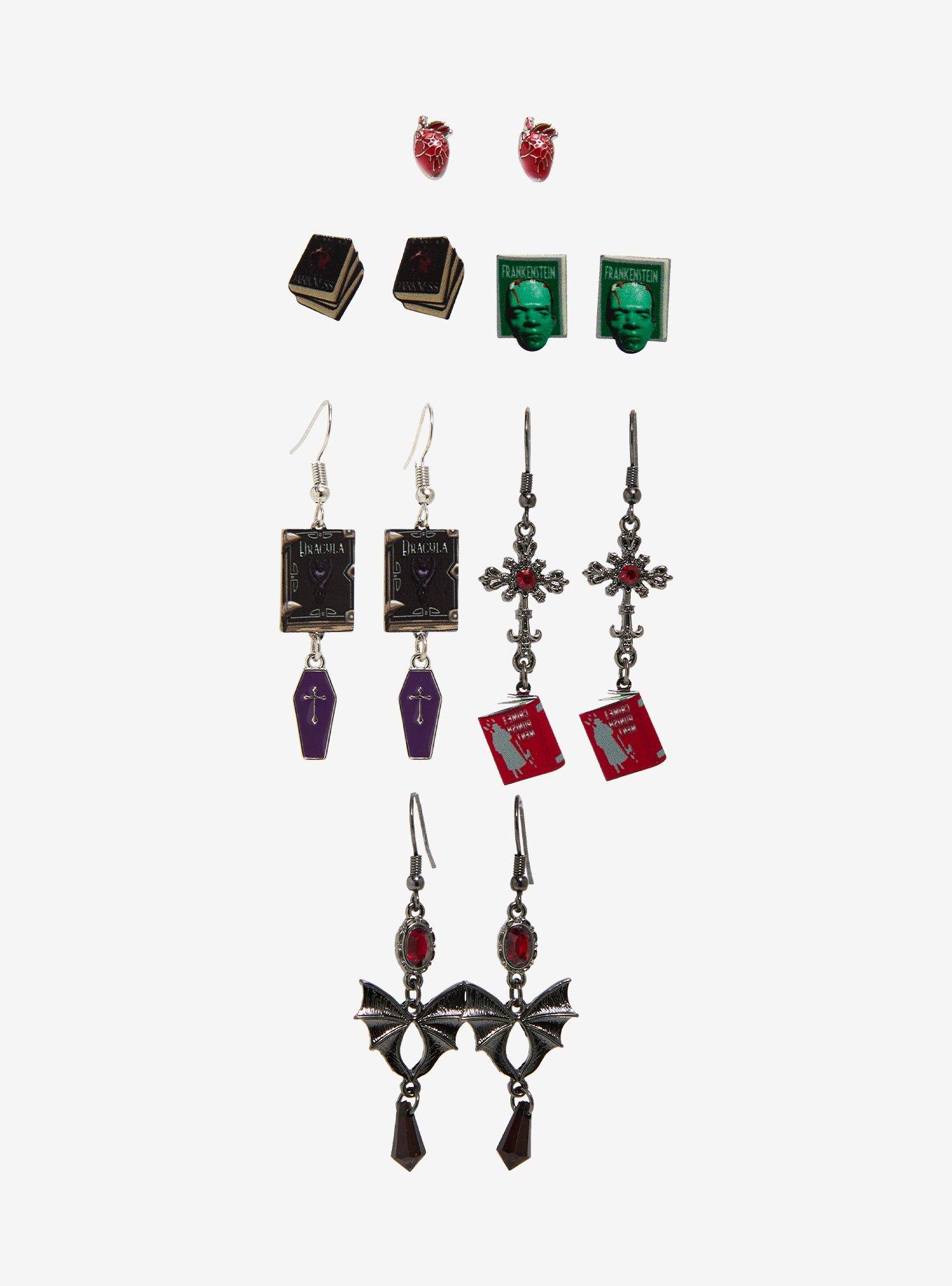 Goth Horror Books Earring Set, , hi-res