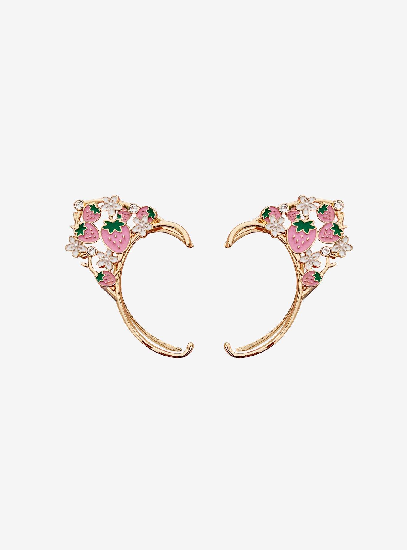 Sweet Society Strawberry Cat Ear Ear Cuff Set, , hi-res