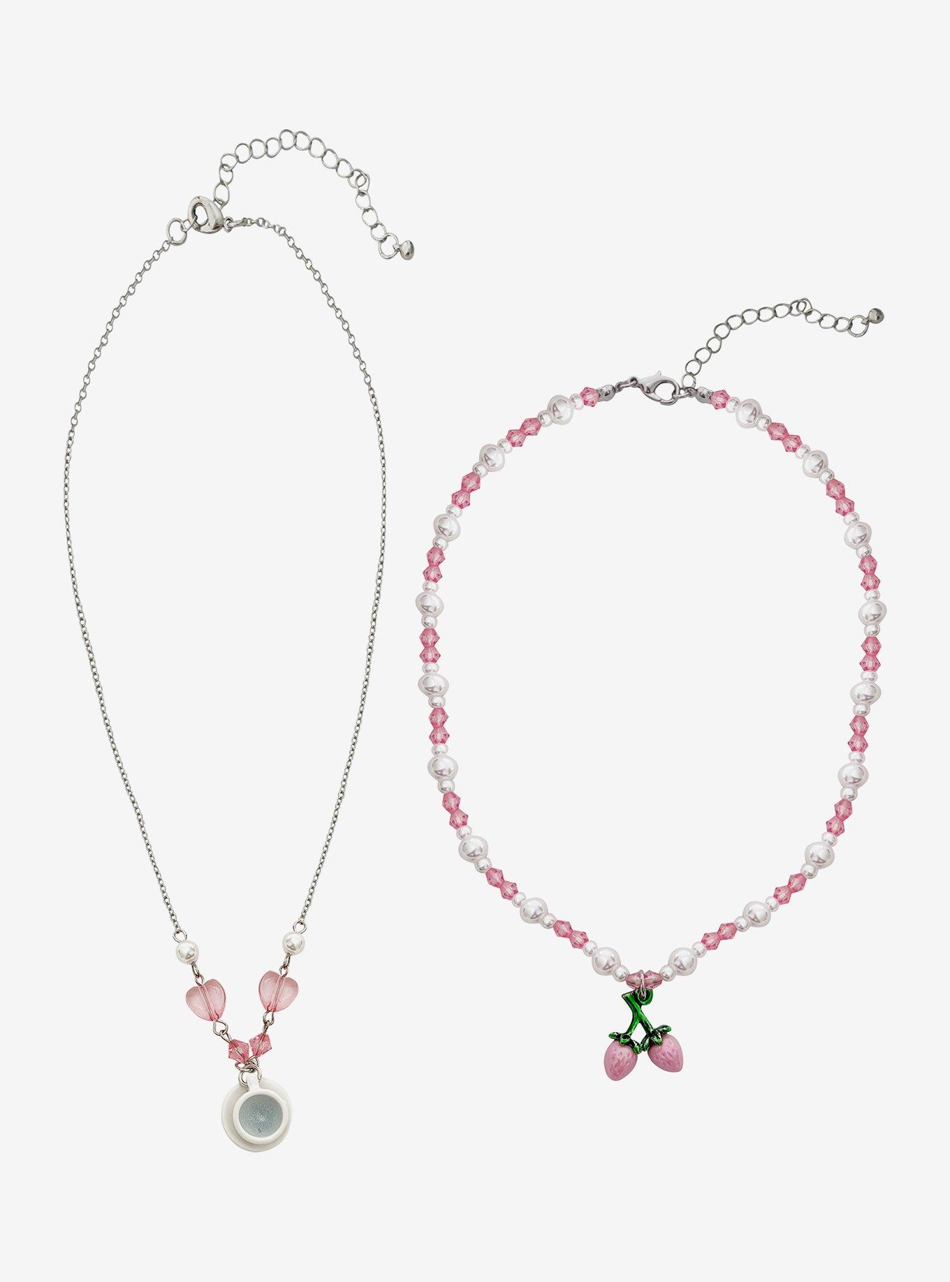 Sweet Society Strawberry Teacup Necklace Set, , hi-res