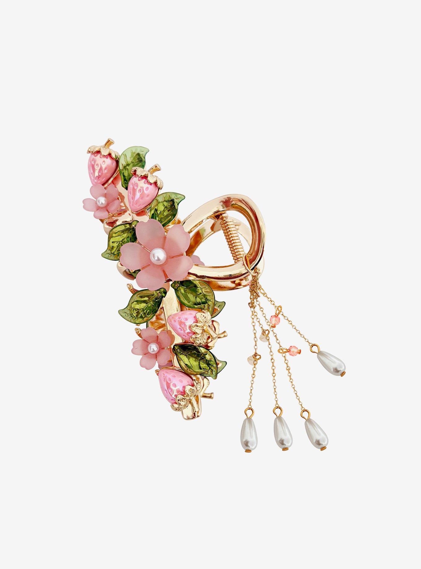 Sweet Society Pink Strawberry Flower Claw Hair Clip, , hi-res