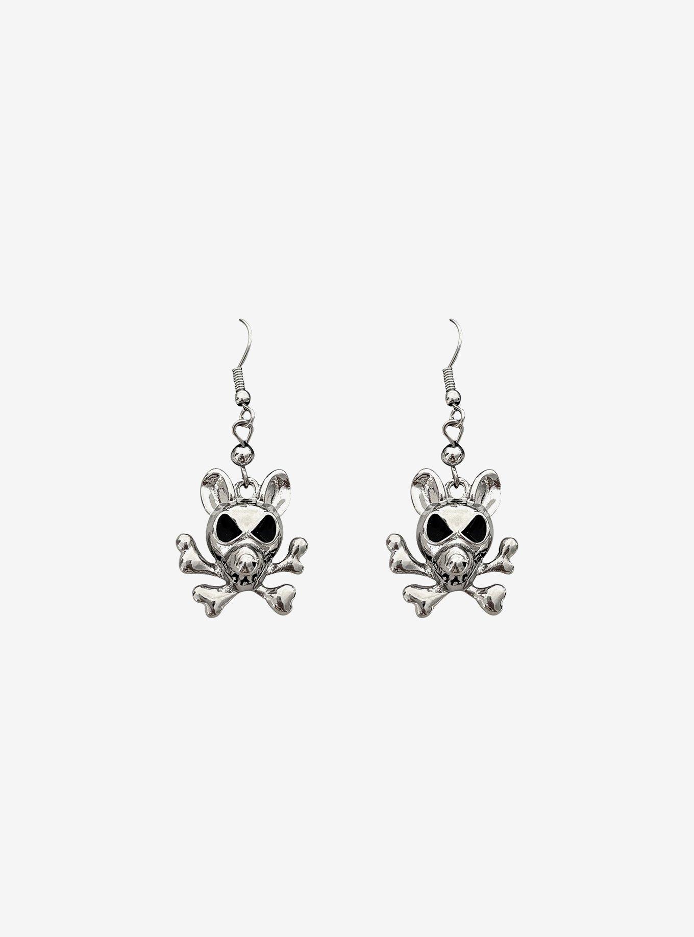 Rat Skull & Crossbones Drop Earrings, , hi-res